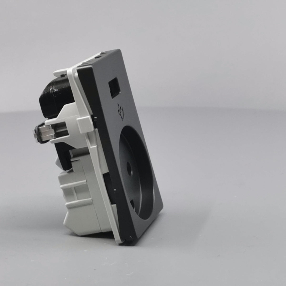 FUGA Stikkontakt med USB-lader og Jord Koksgrå (360° frame 20)