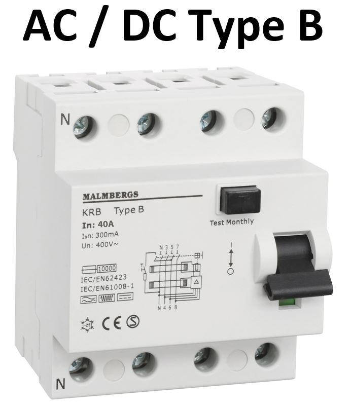 PFI relæ AC/DC 40A 4-Polet 300MA, Type B