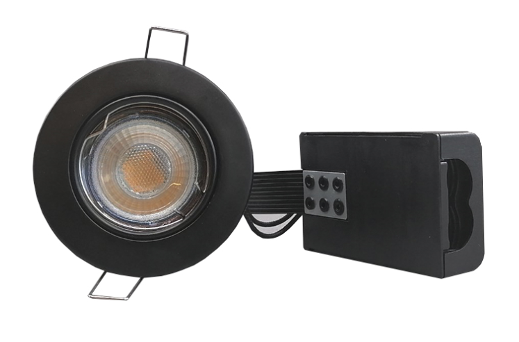 Pro indbygningsspot m. 3-Trins dæmpbar LED pære 3000K - Mat sort