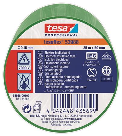 ISOLERINGSTAPE VDE/IEC PVC 25MX50MM GRØN