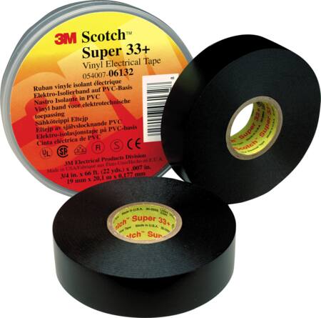 Tape Scotch Super 33+ 19 mm x 6 m, sort