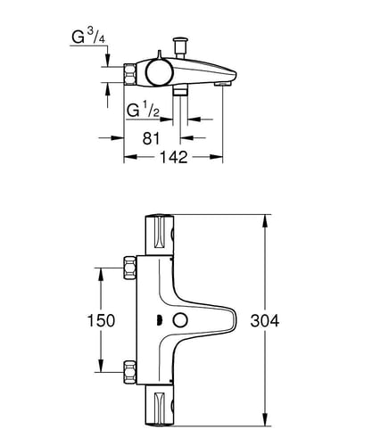 Grotherm 800 termostat til brus og badekar