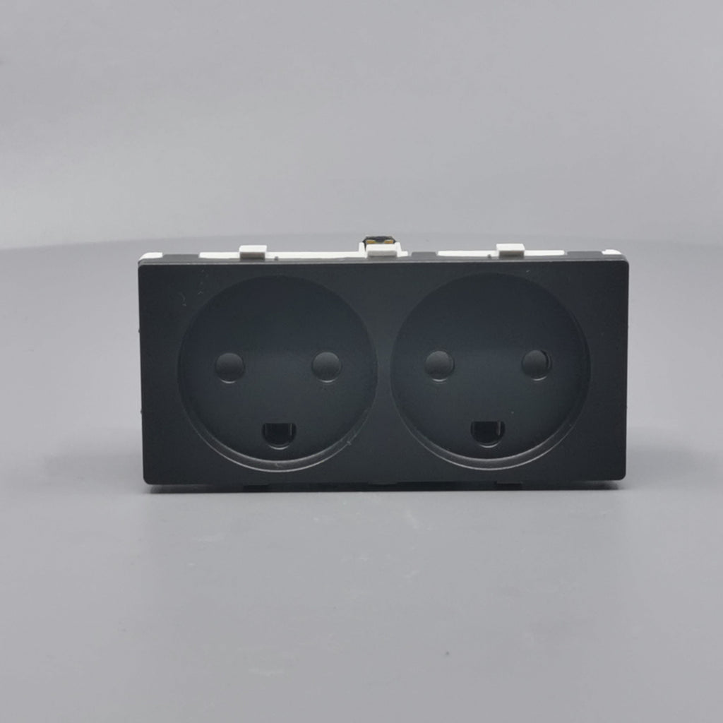 Stikkontakt 2 modul 2 tænd. 2-pol m. jord koksgrå