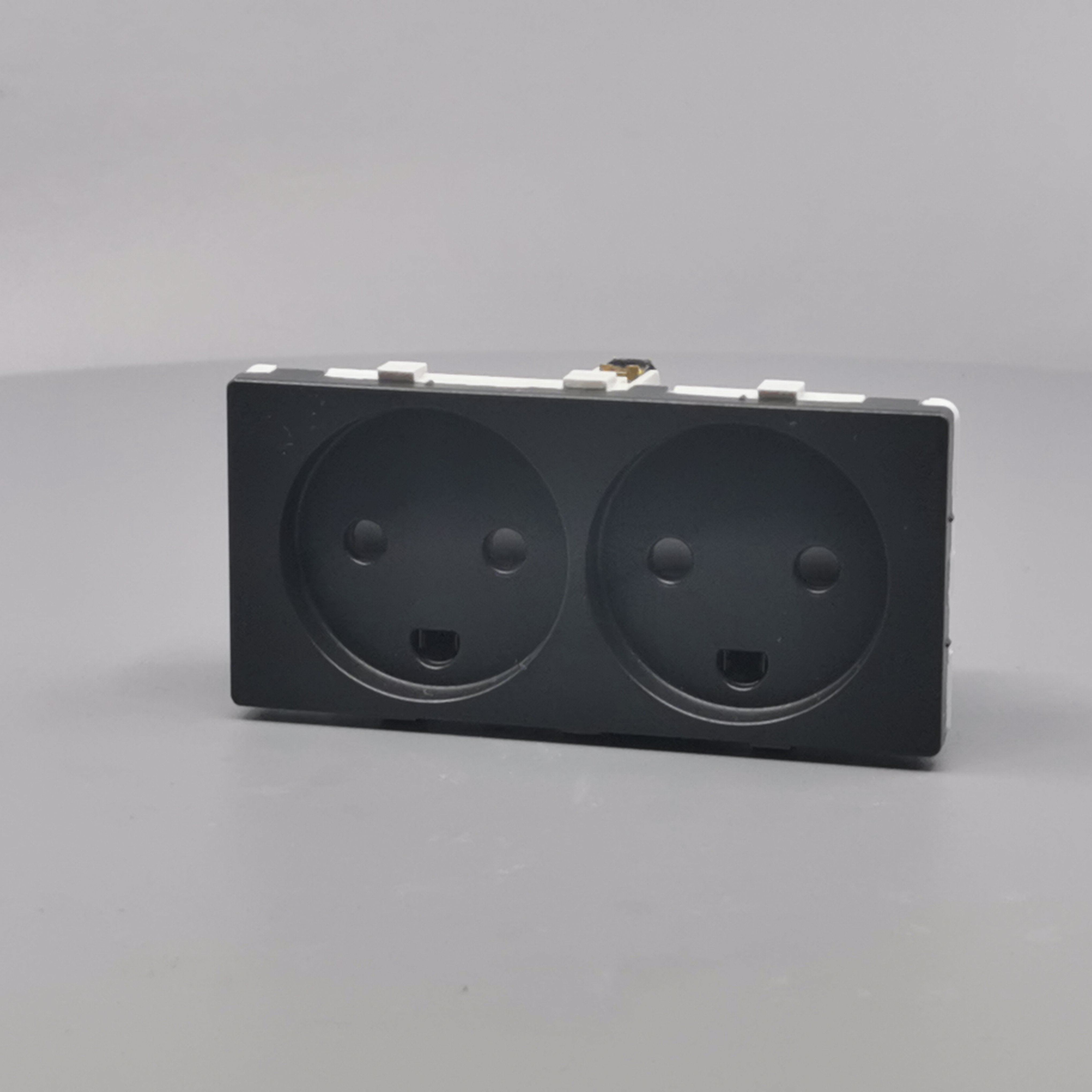 Stikkontakt 2 modul 2 tænd. 2-pol m. jord koksgrå