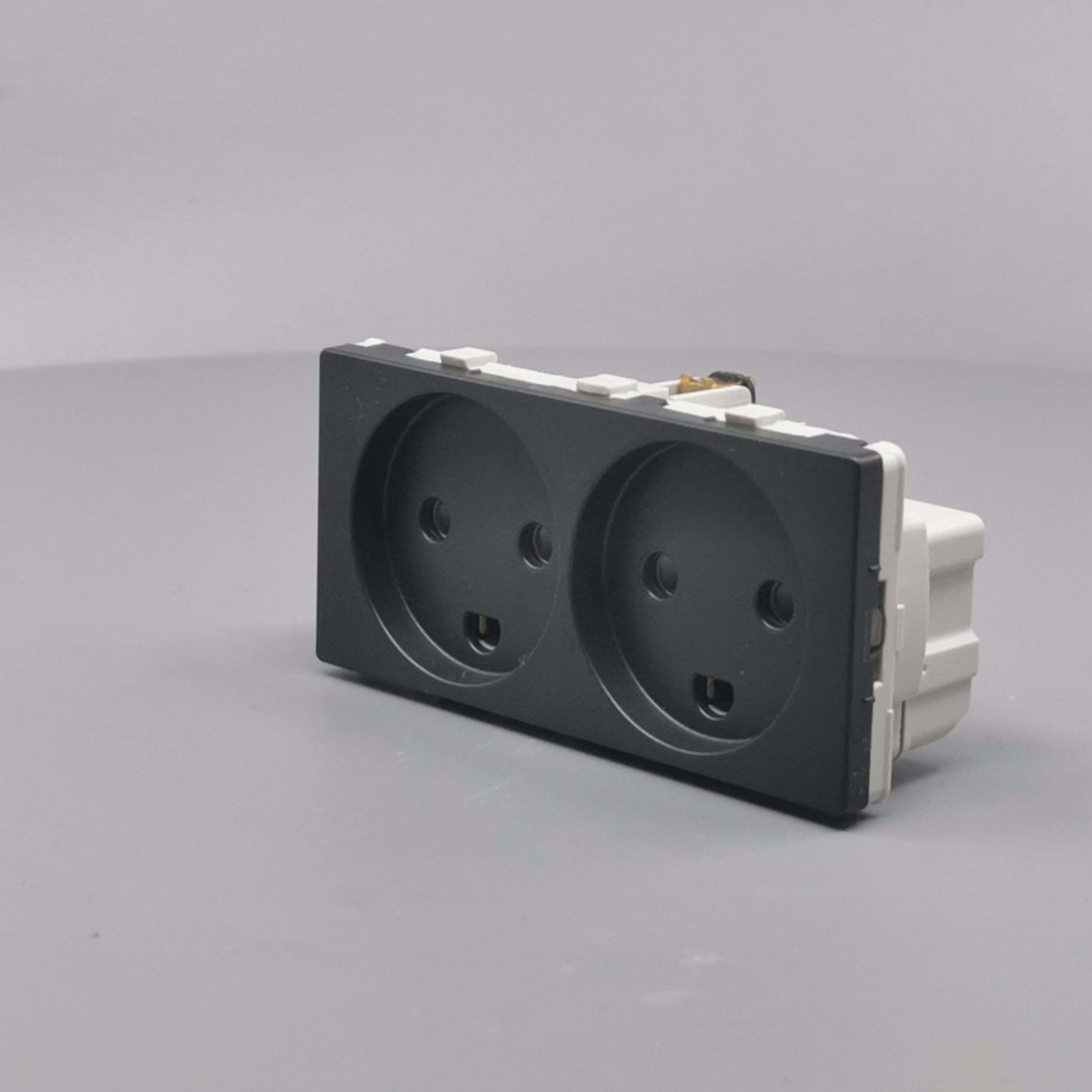 Stikkontakt 2 modul 2 tænd. 2-pol m. jord koksgrå