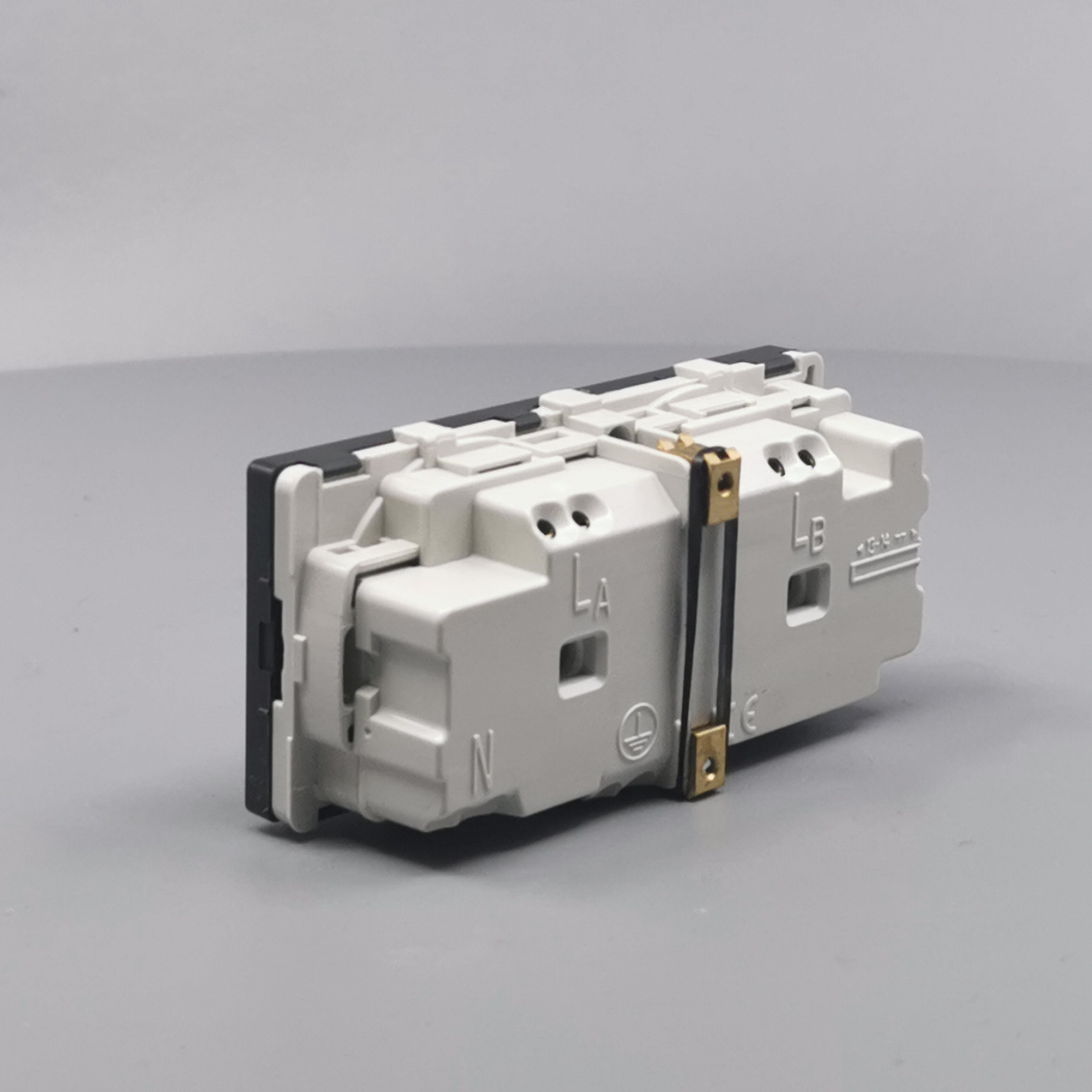 Stikkontakt 2 modul 2 tænd. 2-pol m. jord koksgrå