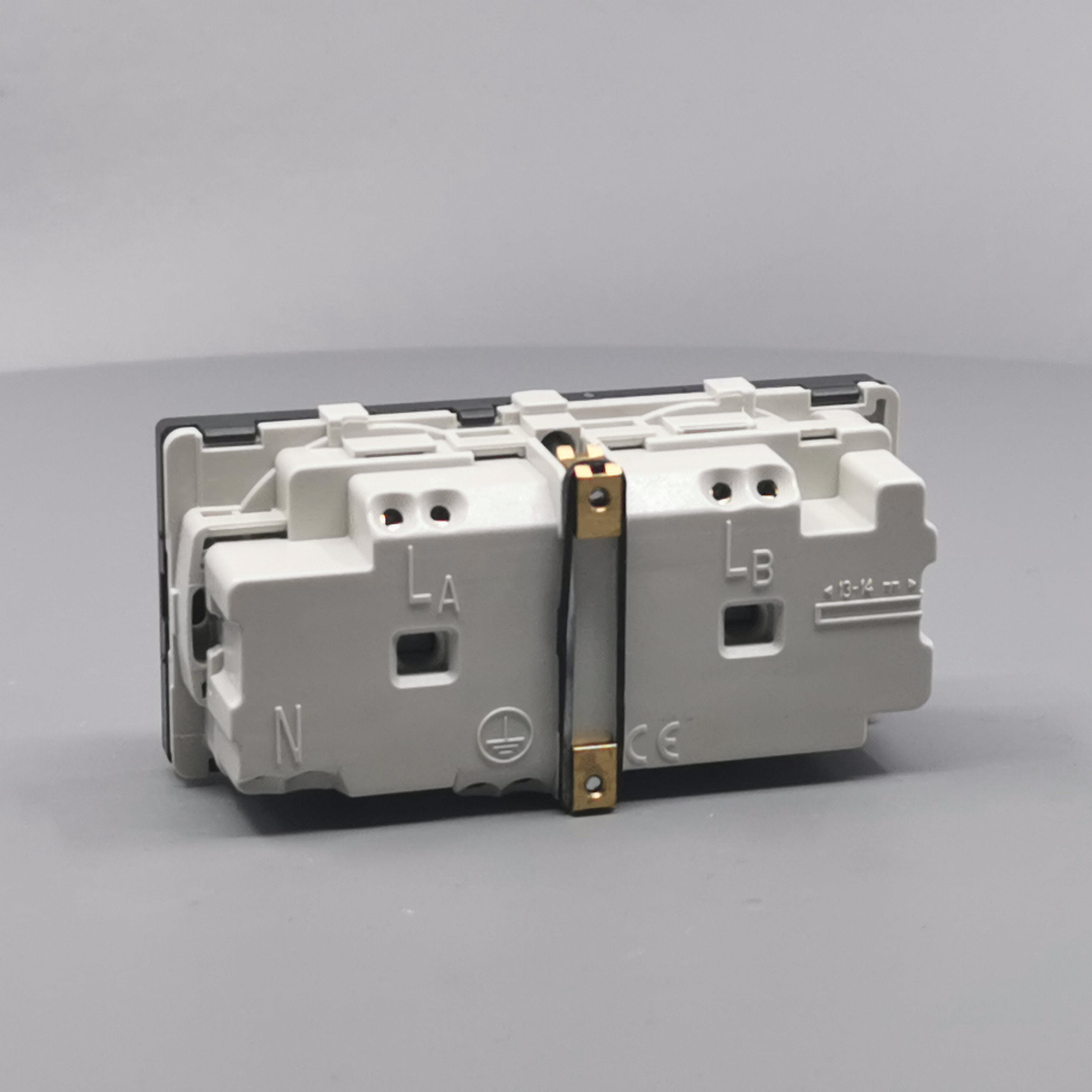 Stikkontakt 2 modul 2 tænd. 2-pol m. jord koksgrå