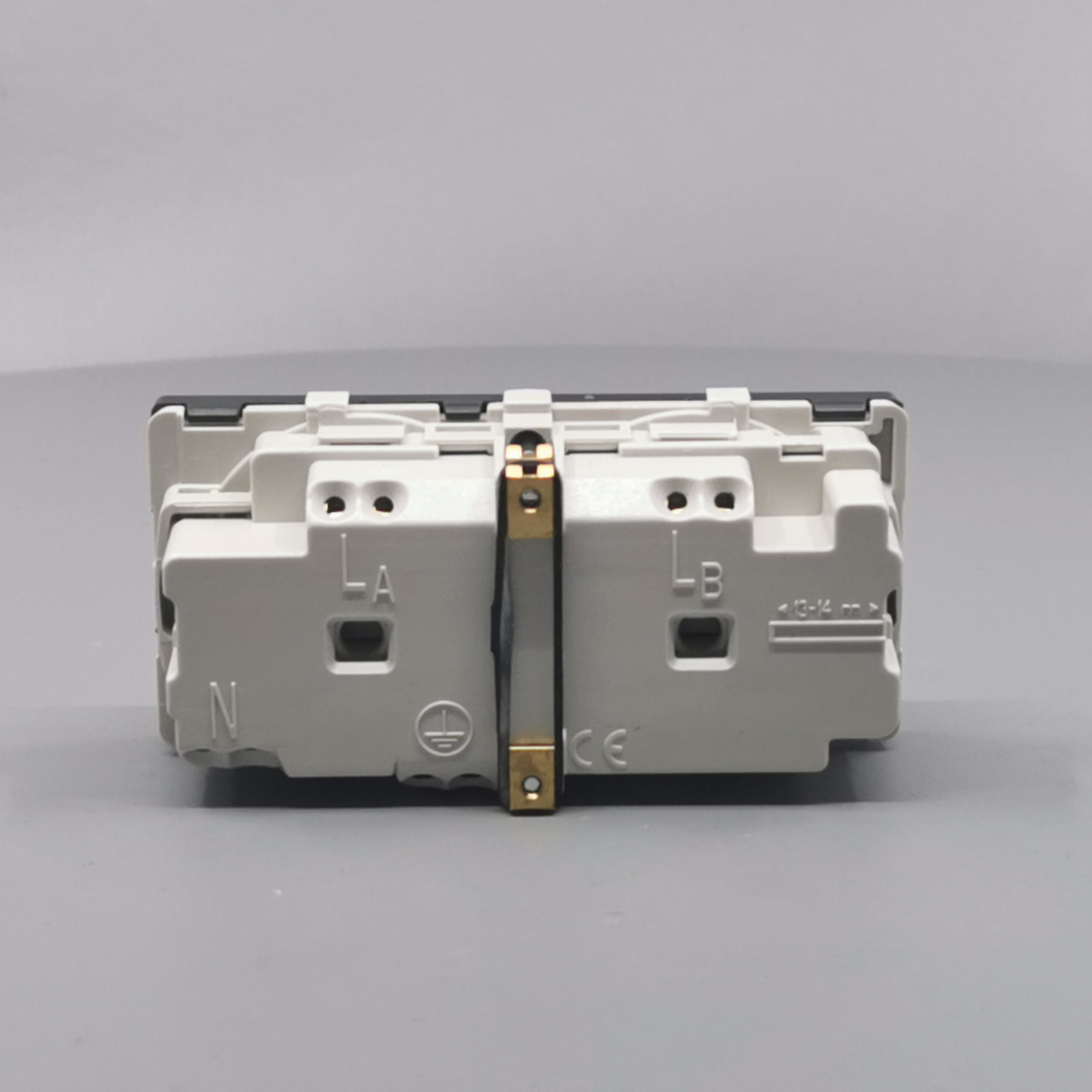 Stikkontakt 2 modul 2 tænd. 2-pol m. jord koksgrå