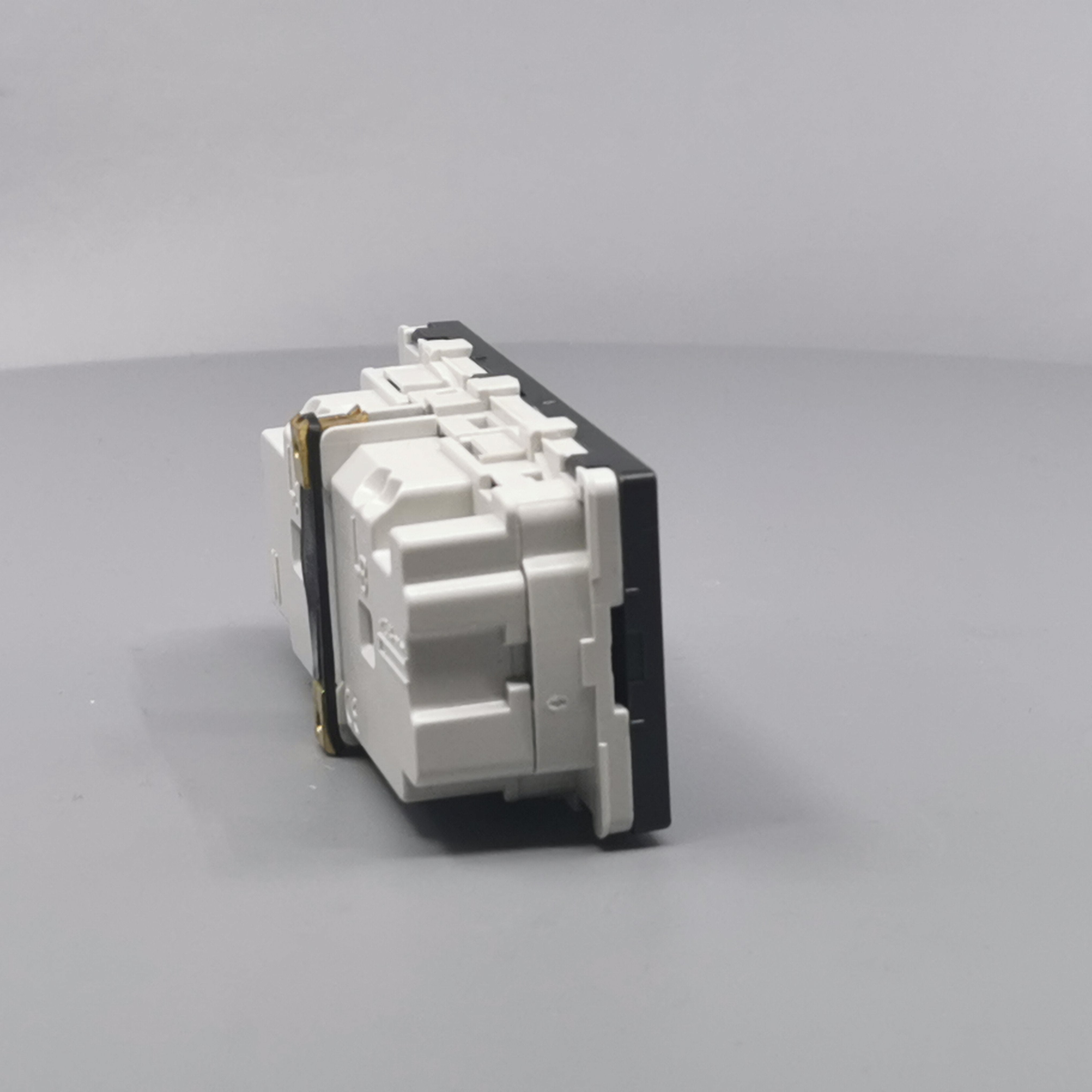 Stikkontakt 2 modul 2 tænd. 2-pol m. jord koksgrå