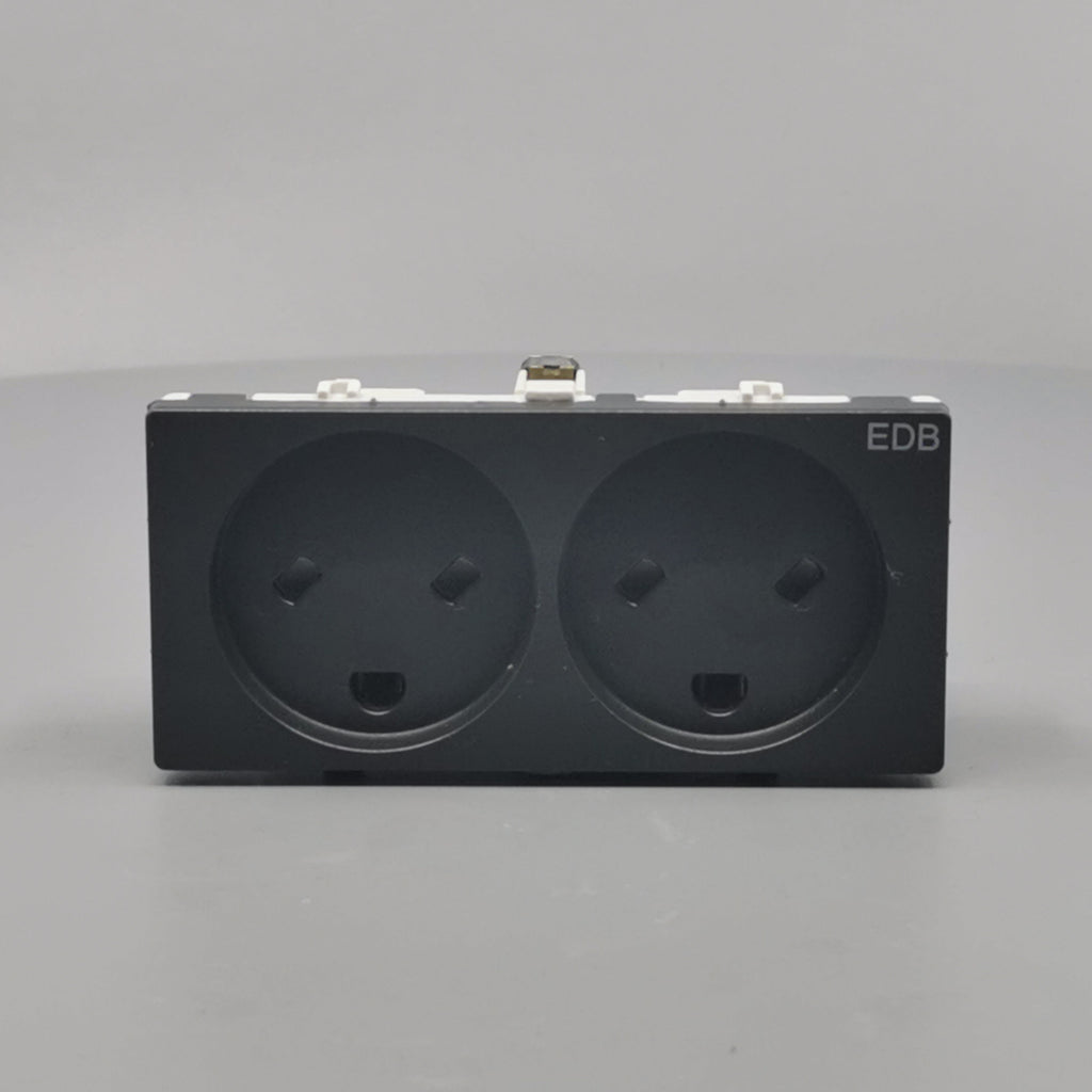 Stikkontakt EDB 2 modul 2-pol med jord koksgrå