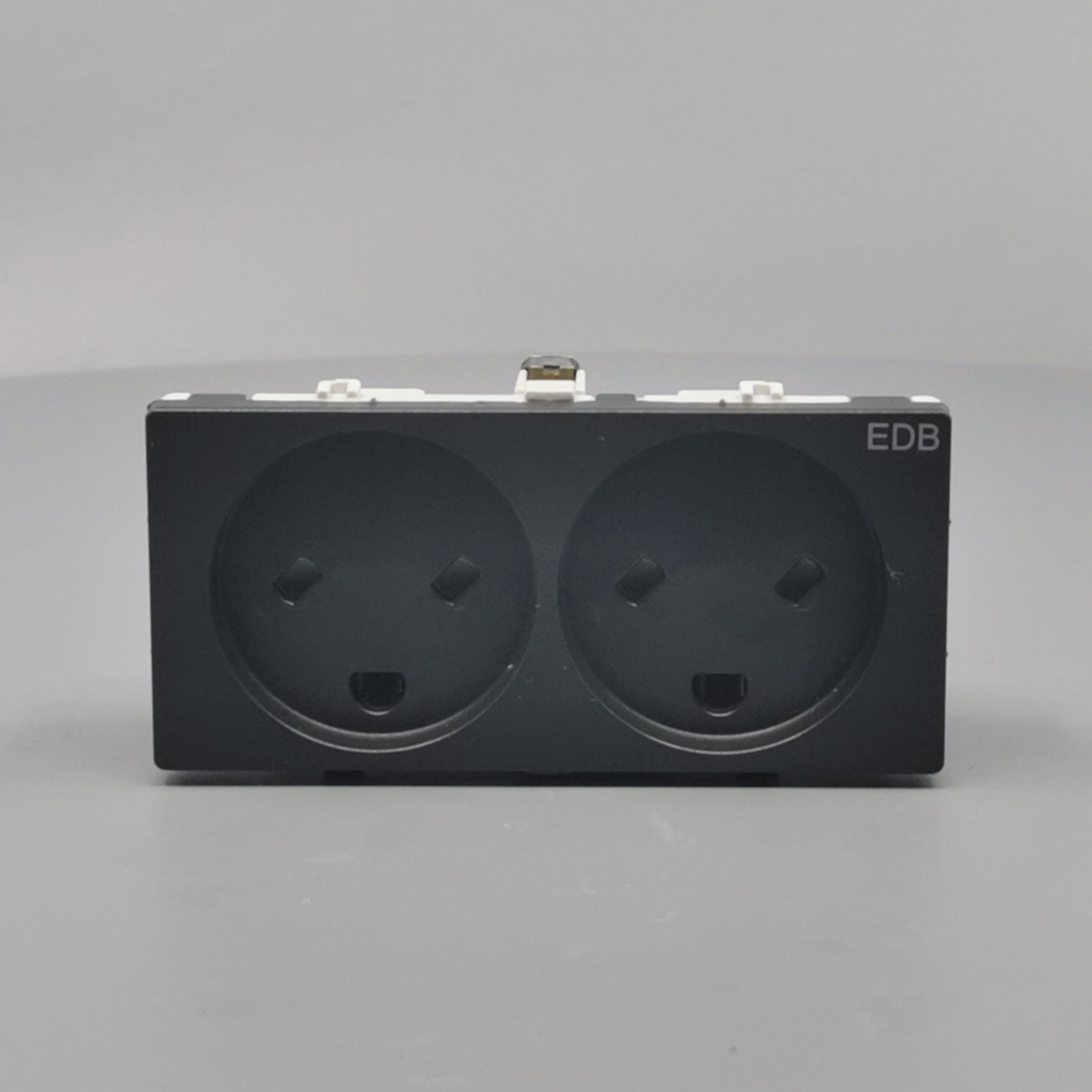 Stikkontakt EDB 2 modul 2-pol med jord koksgrå