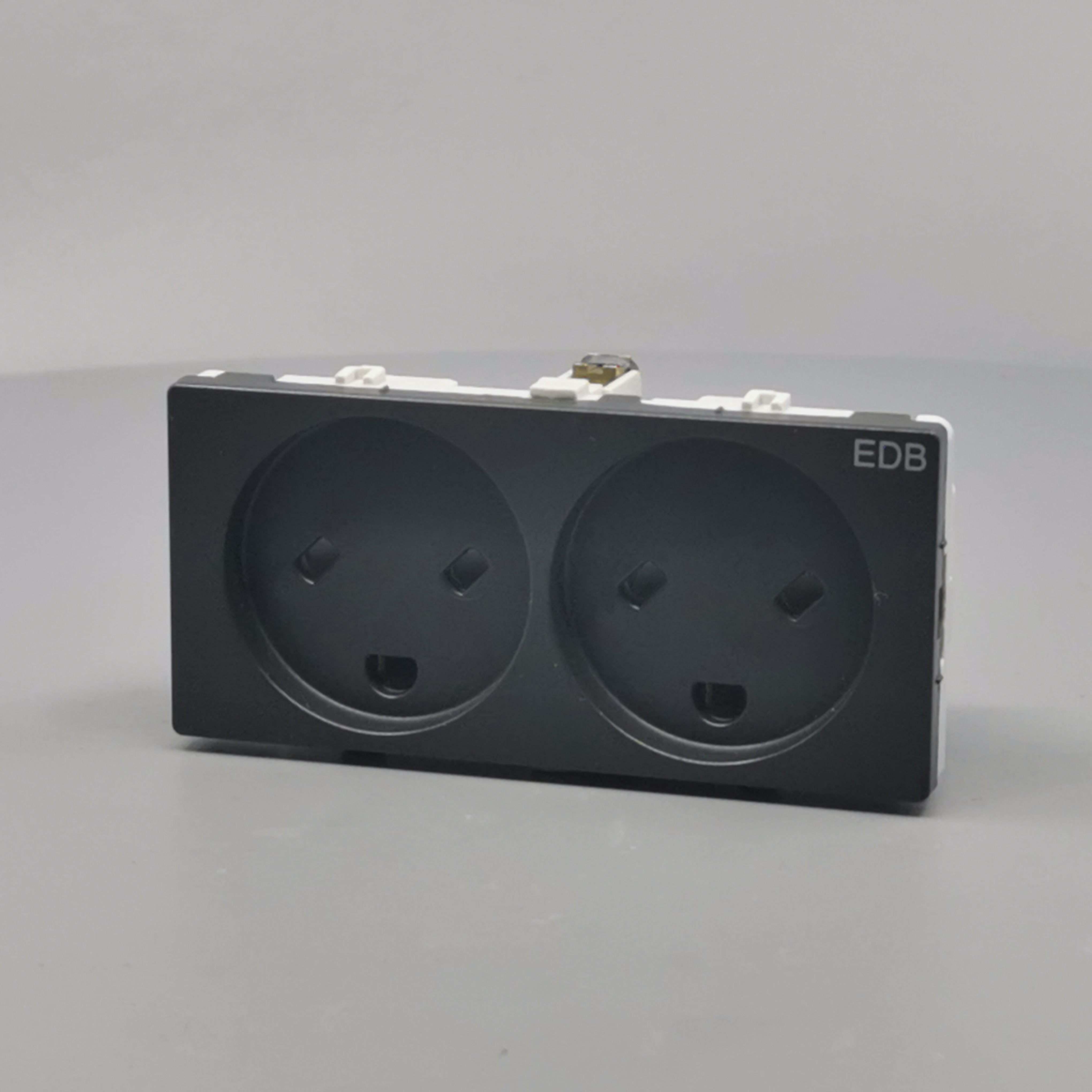 Stikkontakt EDB 2 modul 2-pol med jord koksgrå