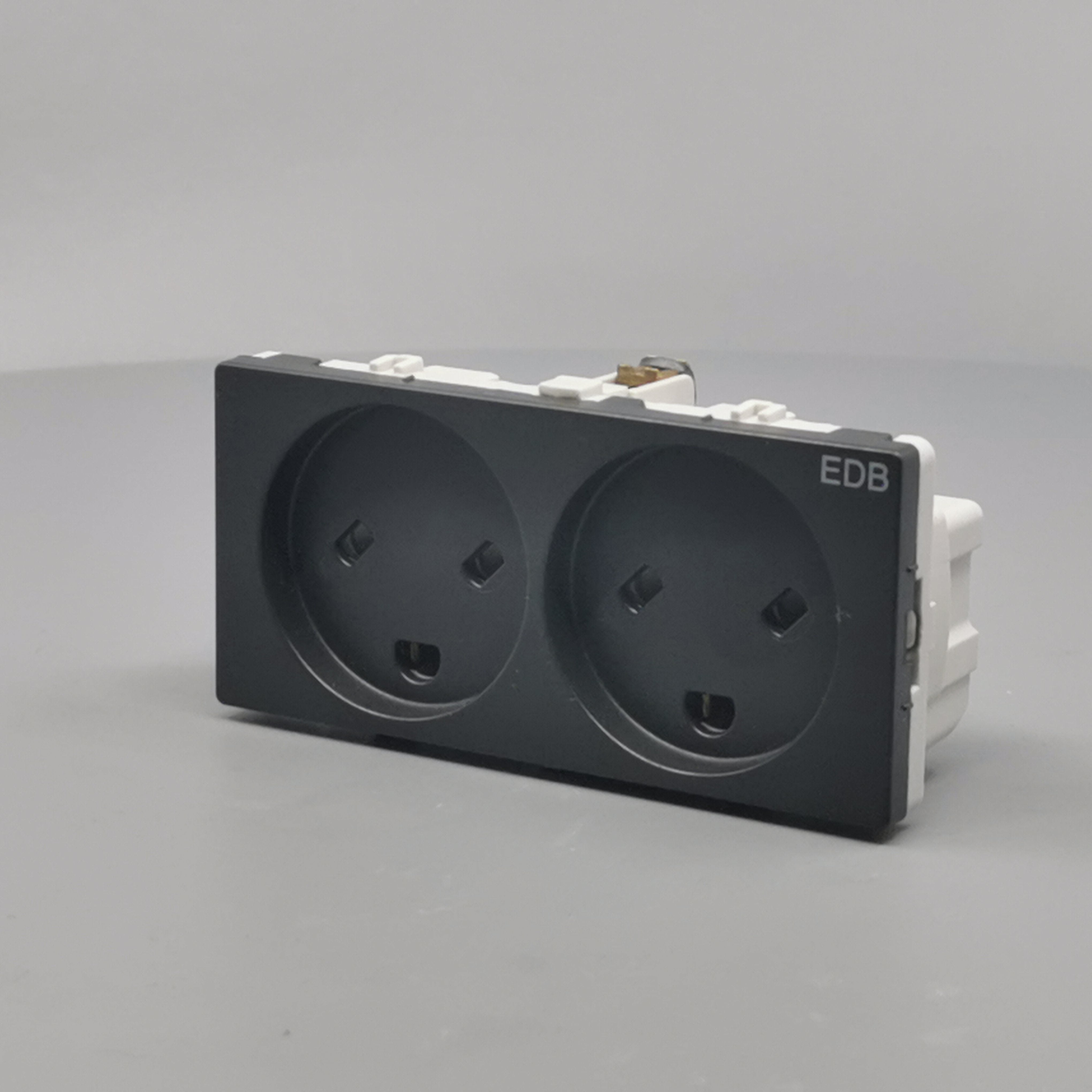 Stikkontakt EDB 2 modul 2-pol med jord koksgrå