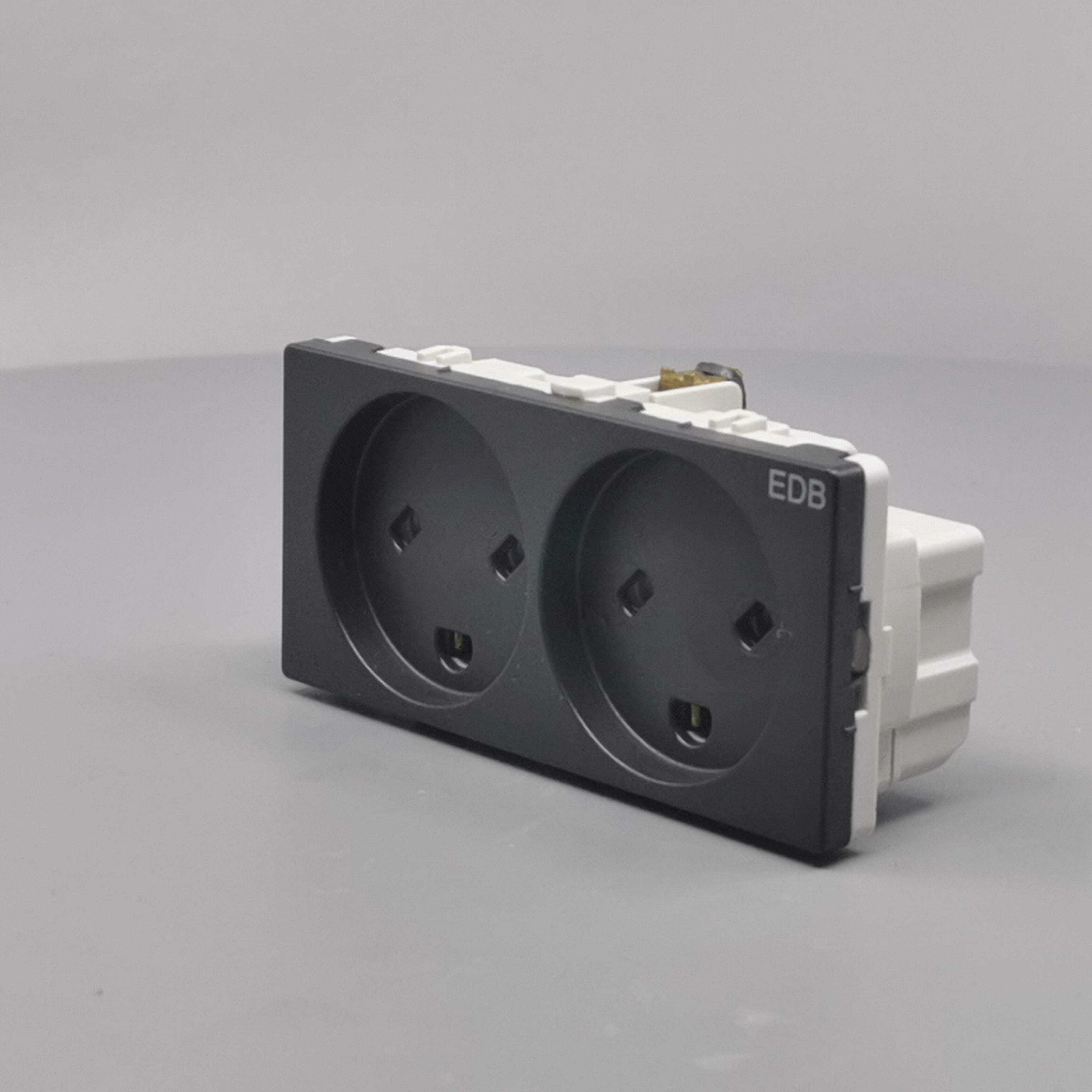 Stikkontakt EDB 2 modul 2-pol med jord koksgrå