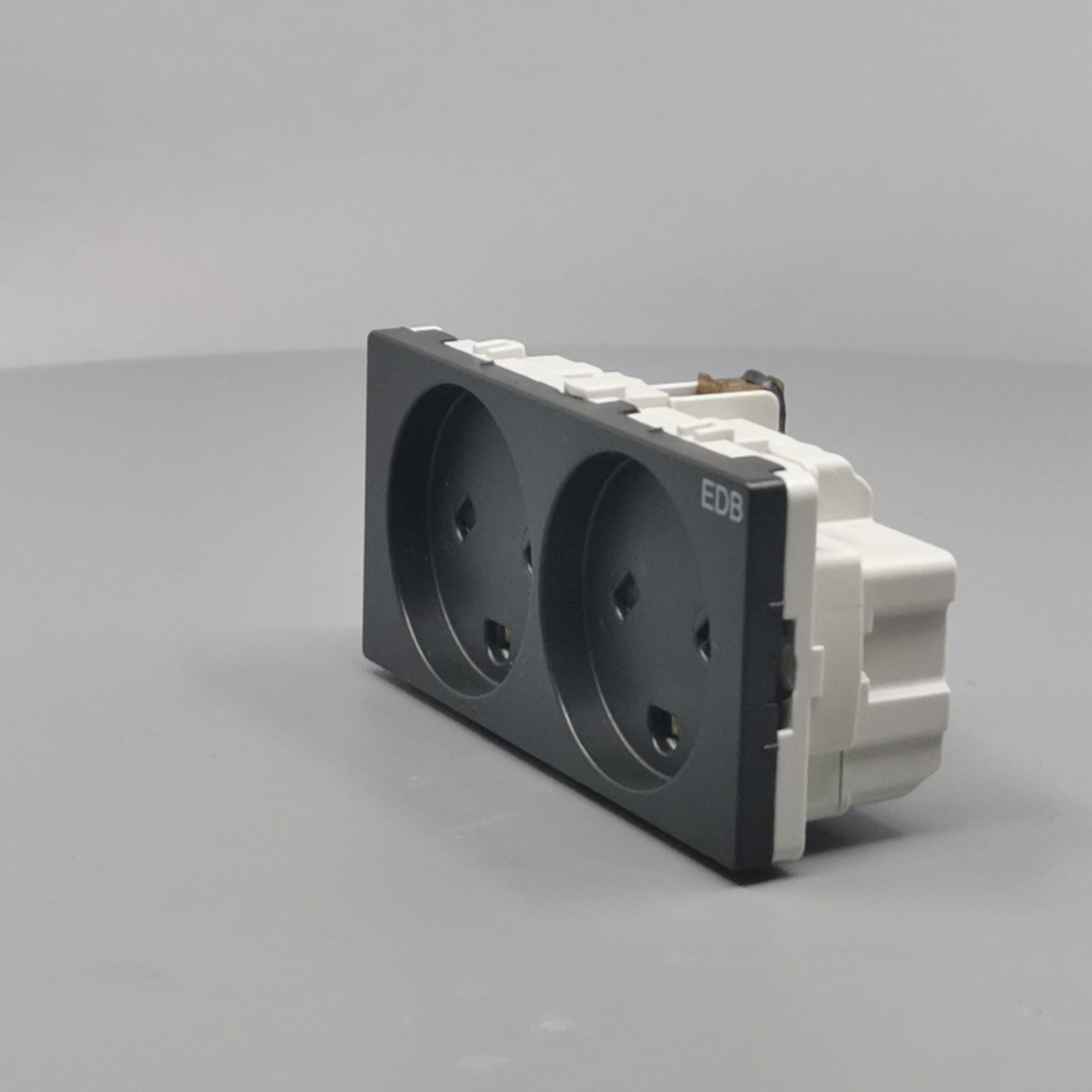 Stikkontakt EDB 2 modul 2-pol med jord koksgrå