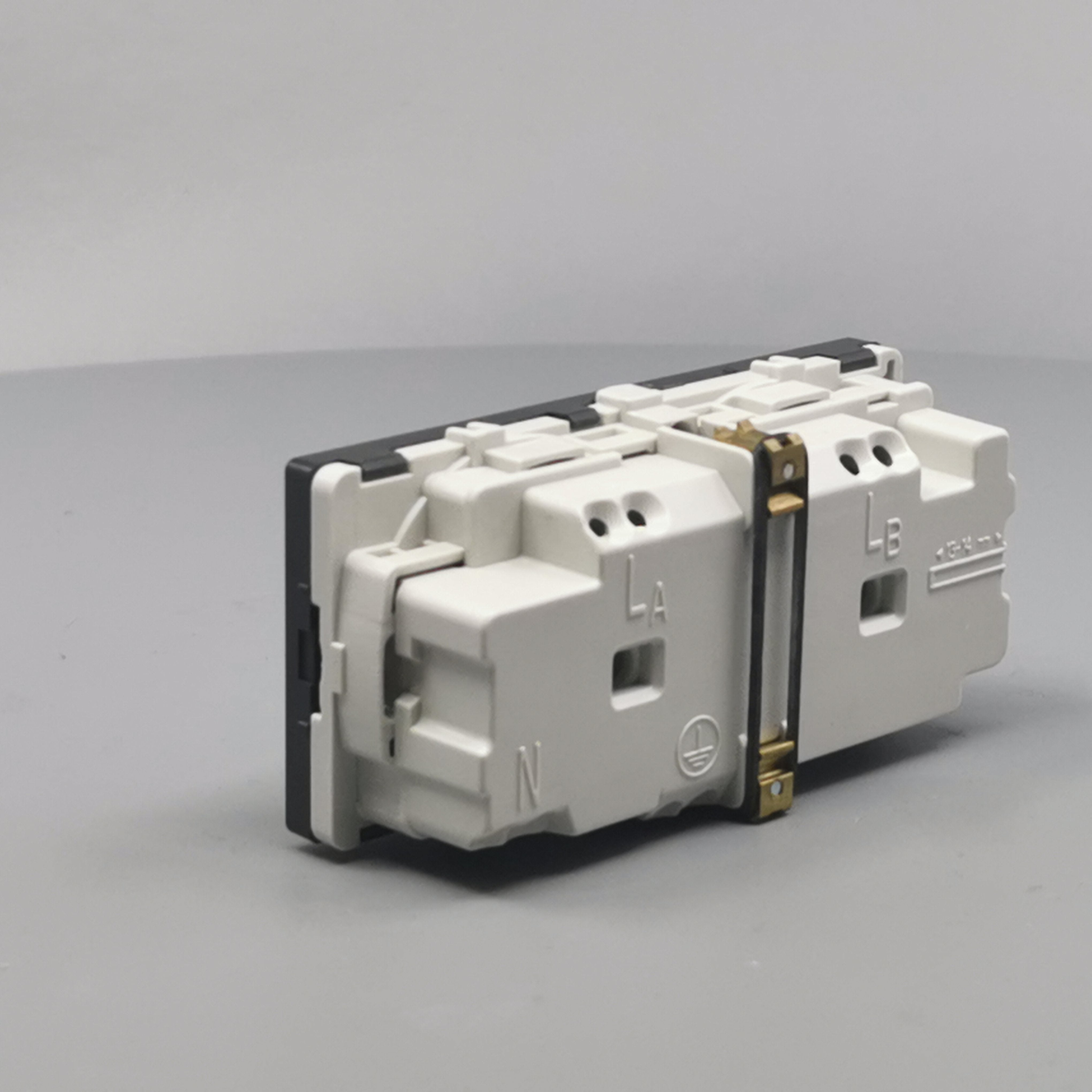 Stikkontakt EDB 2 modul 2-pol med jord koksgrå