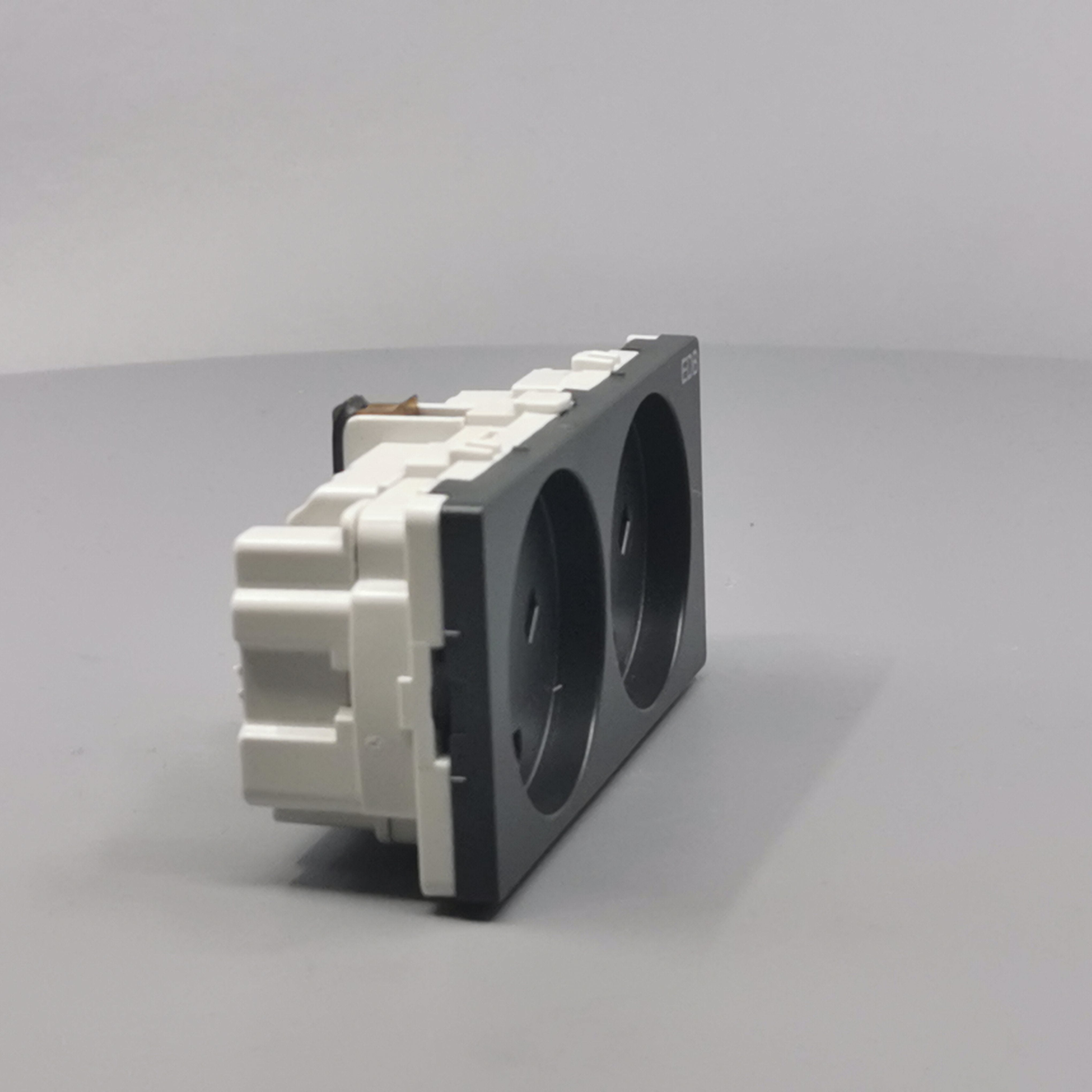 Stikkontakt EDB 2 modul 2-pol med jord koksgrå