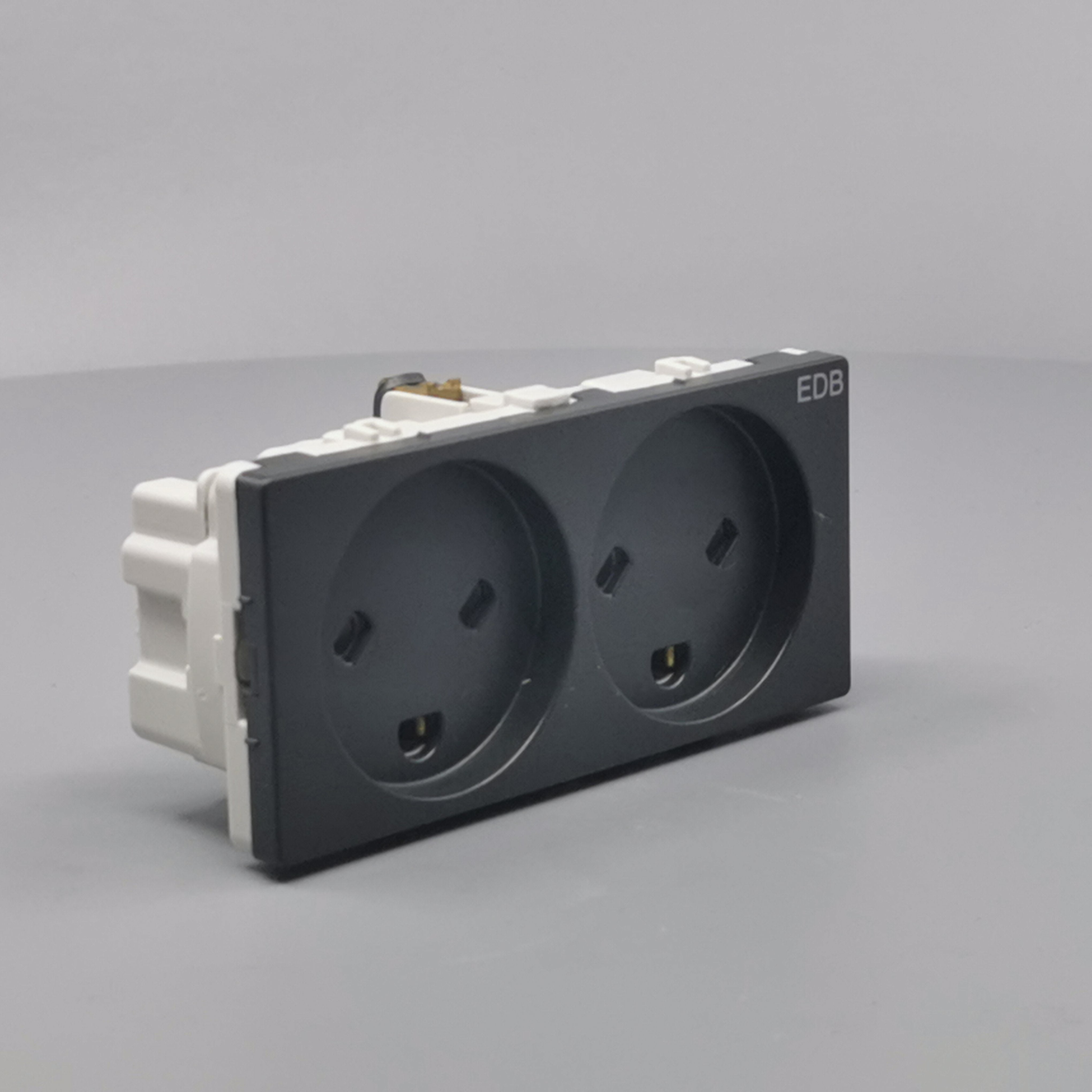 Stikkontakt EDB 2 modul 2-pol med jord koksgrå
