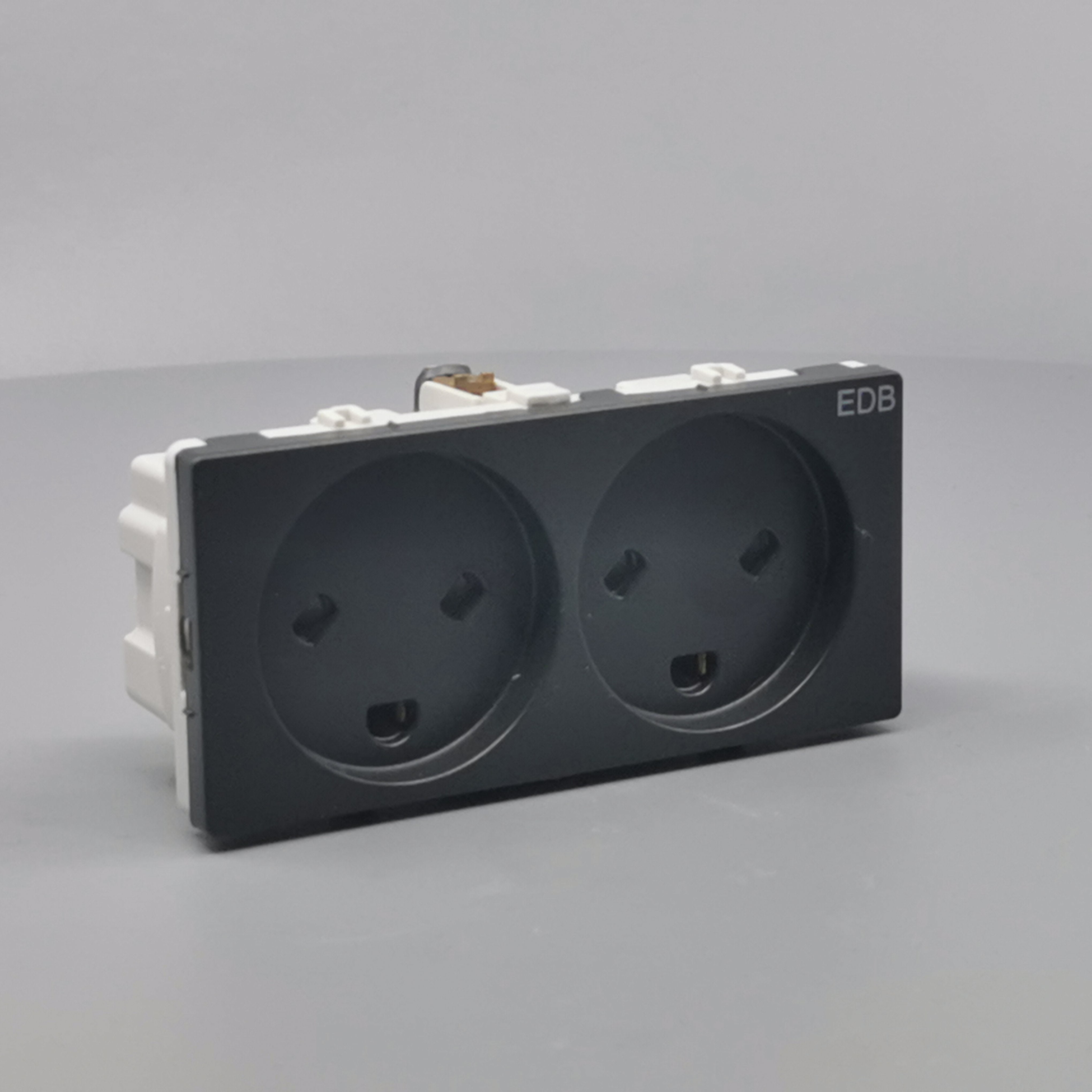 Stikkontakt EDB 2 modul 2-pol med jord koksgrå