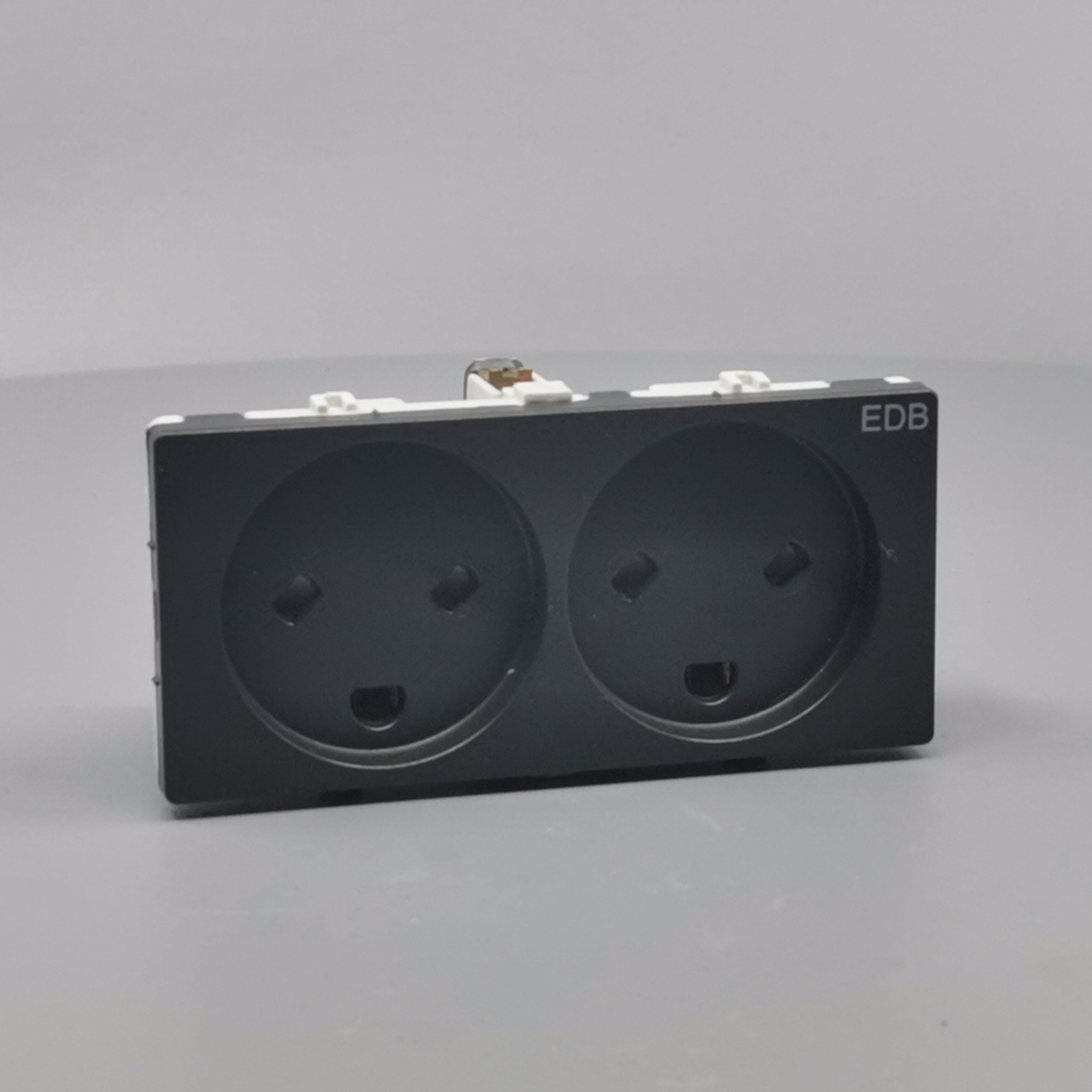 Stikkontakt EDB 2 modul 2-pol med jord koksgrå