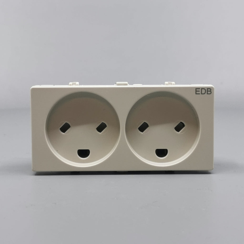 Stikkontakt EDB 2 modul 2-pol med jord lysegrå