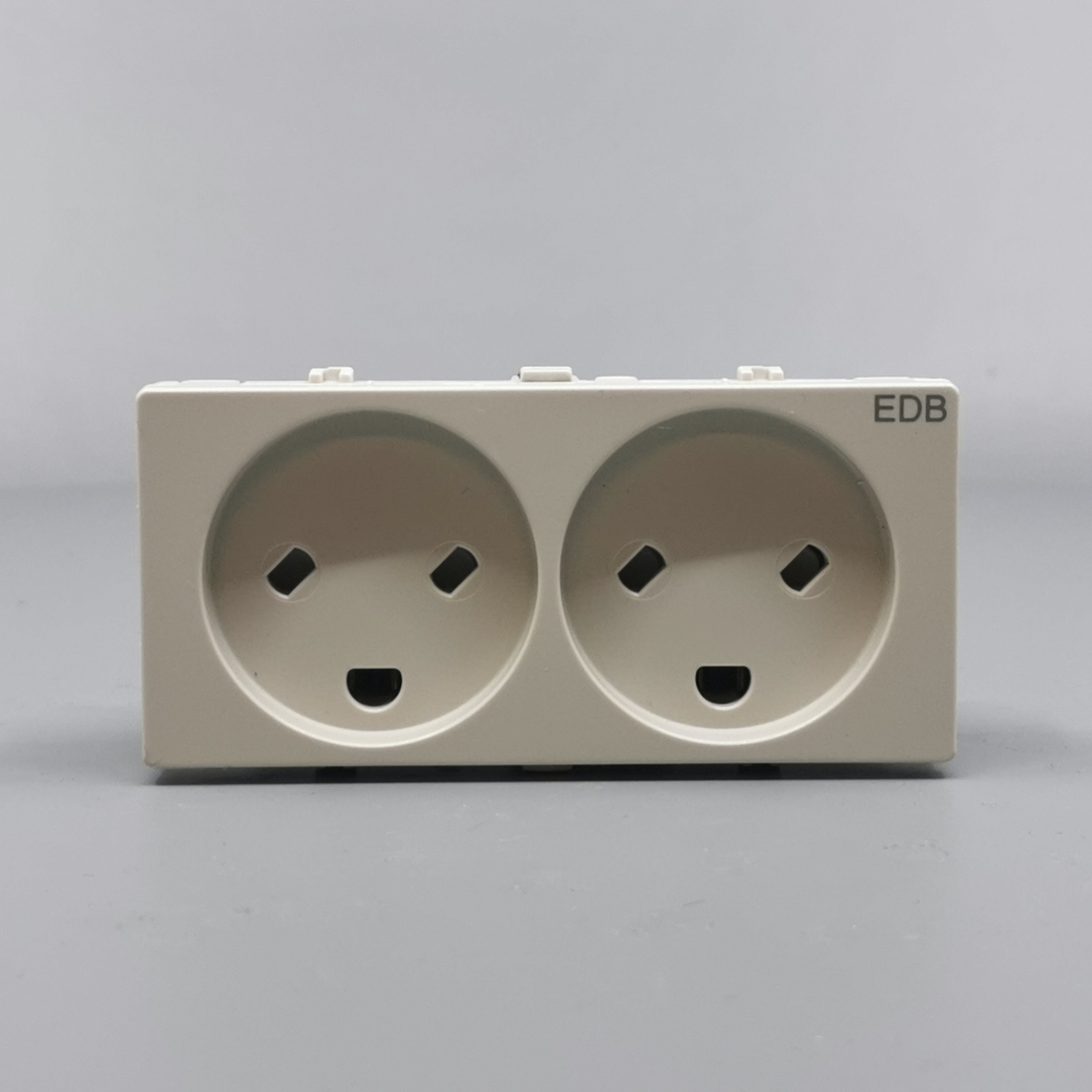 Stikkontakt EDB 2 modul 2-pol med jord lysegrå