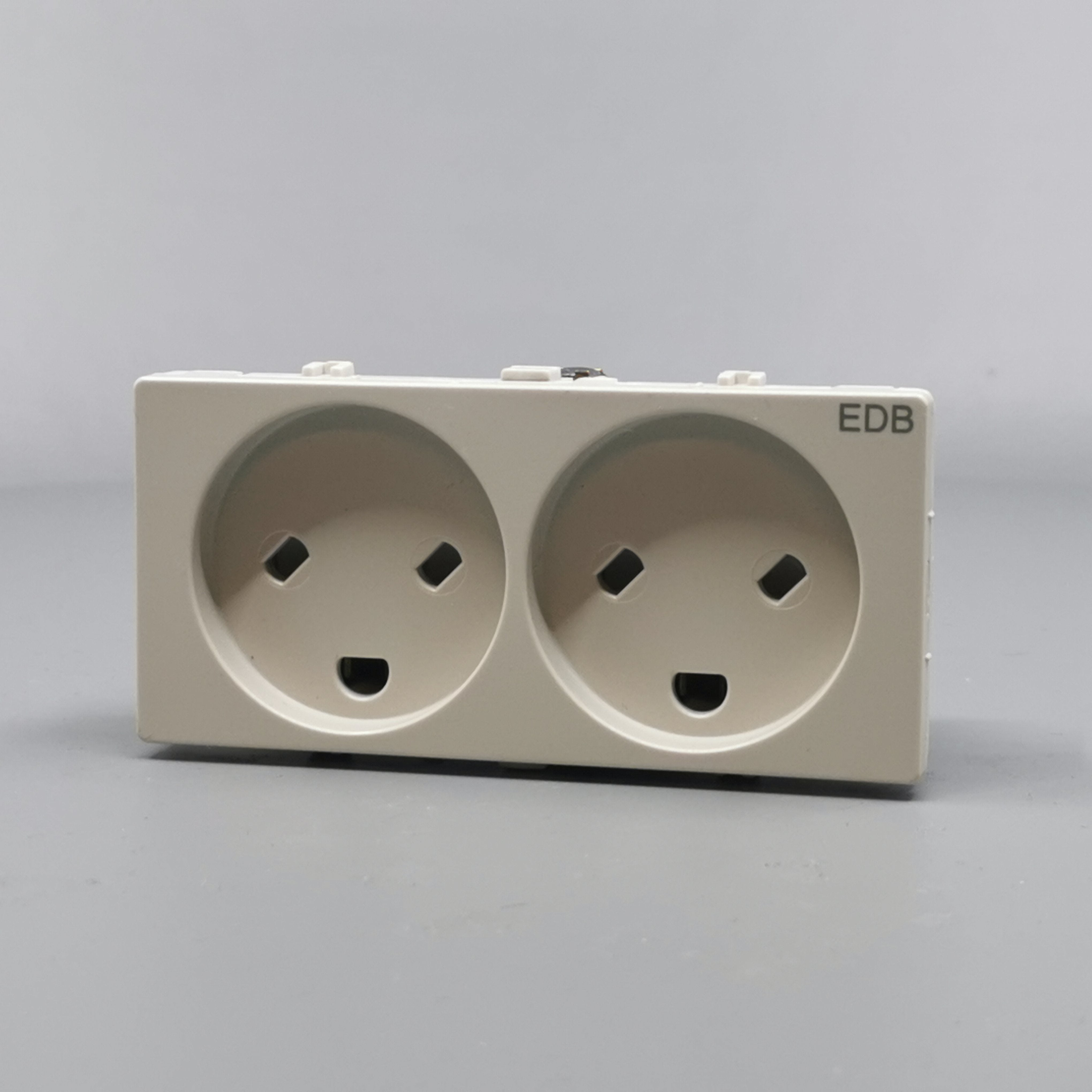 Stikkontakt EDB 2 modul 2-pol med jord lysegrå