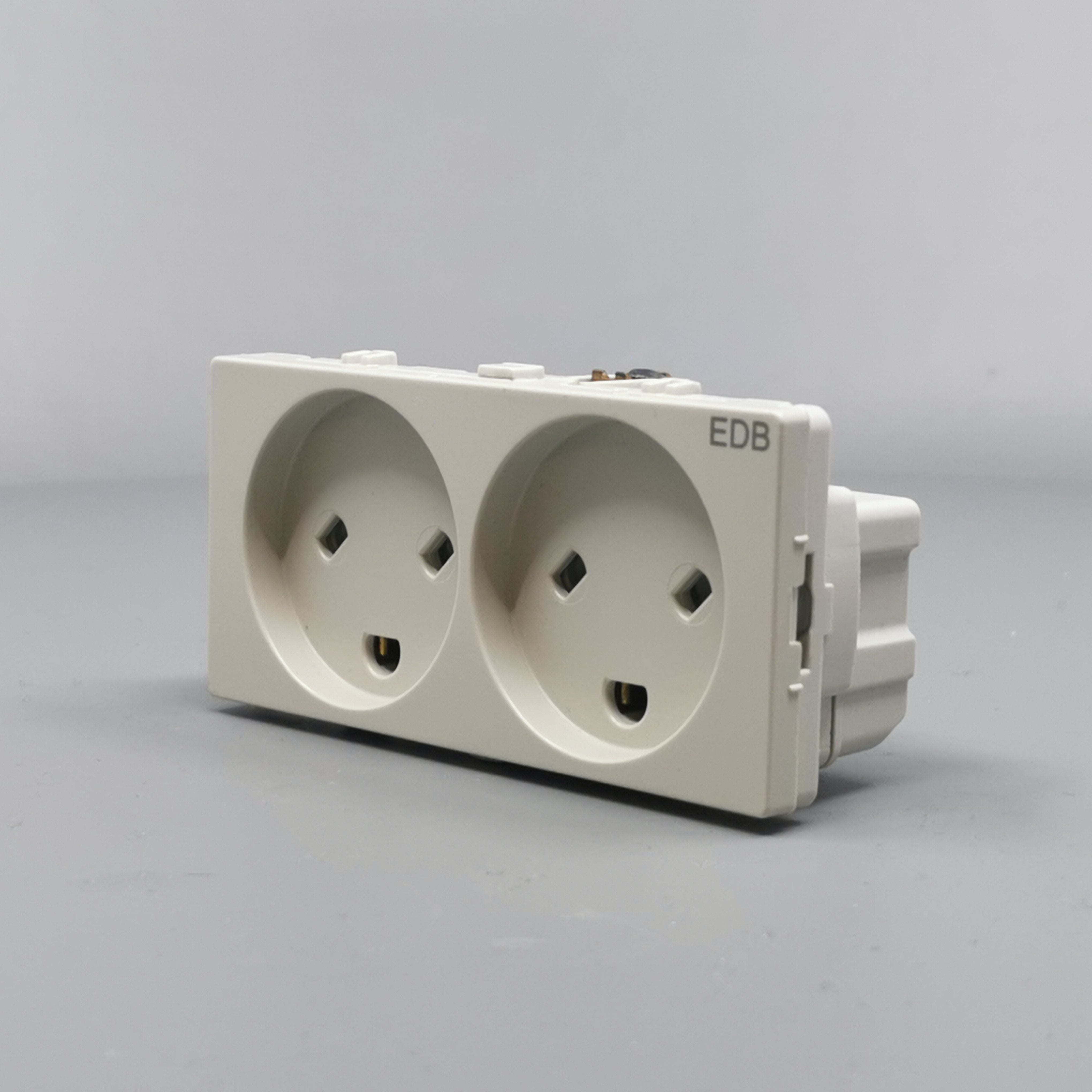 Stikkontakt EDB 2 modul 2-pol med jord lysegrå