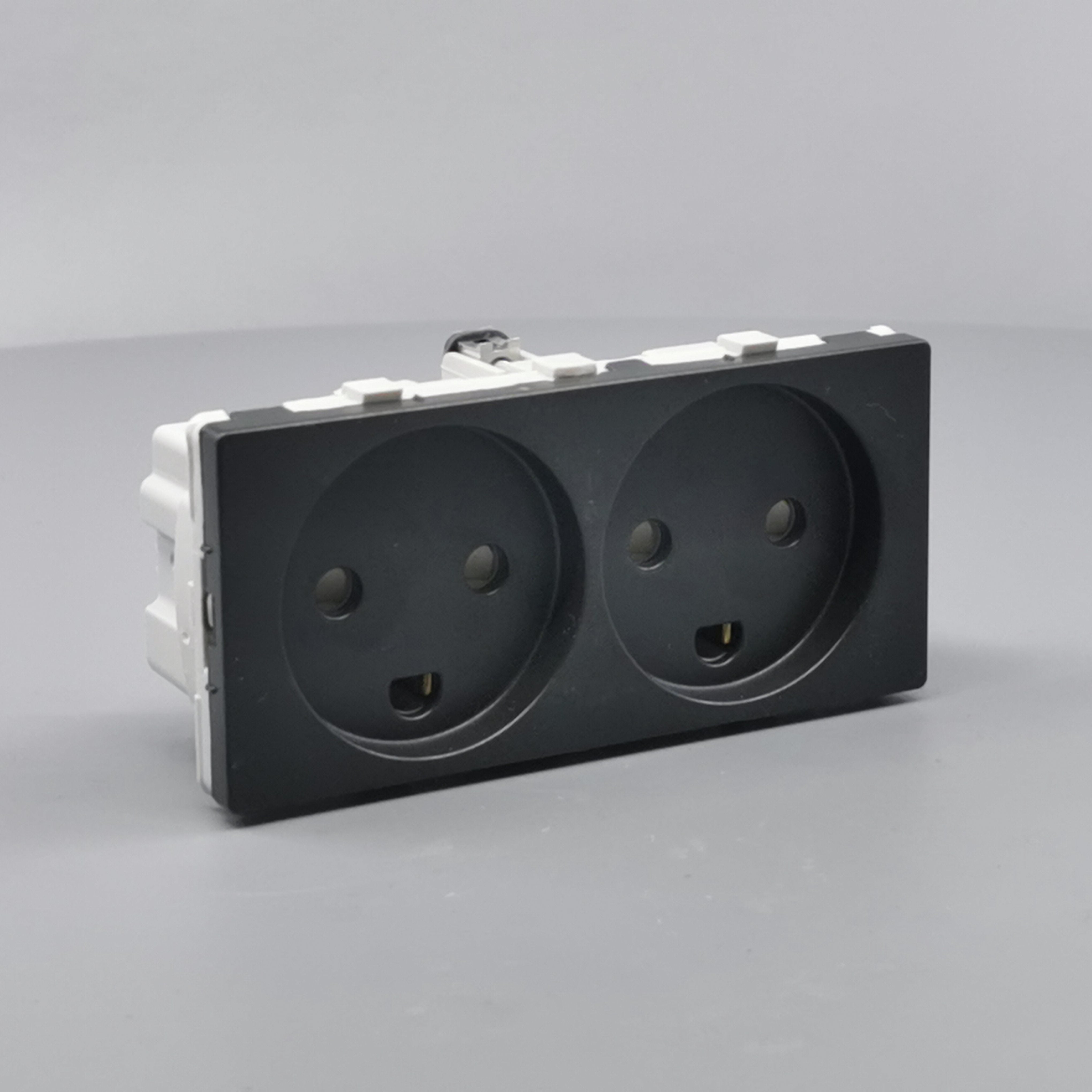 Fuga Stikkontakt 2 modul 2-pol med jord koksgrå