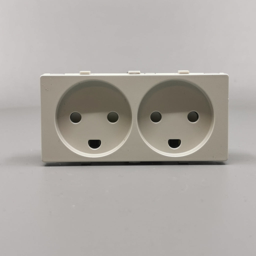 Fuga Stikkontakt 2 modul 2-pol med jord lysegrå