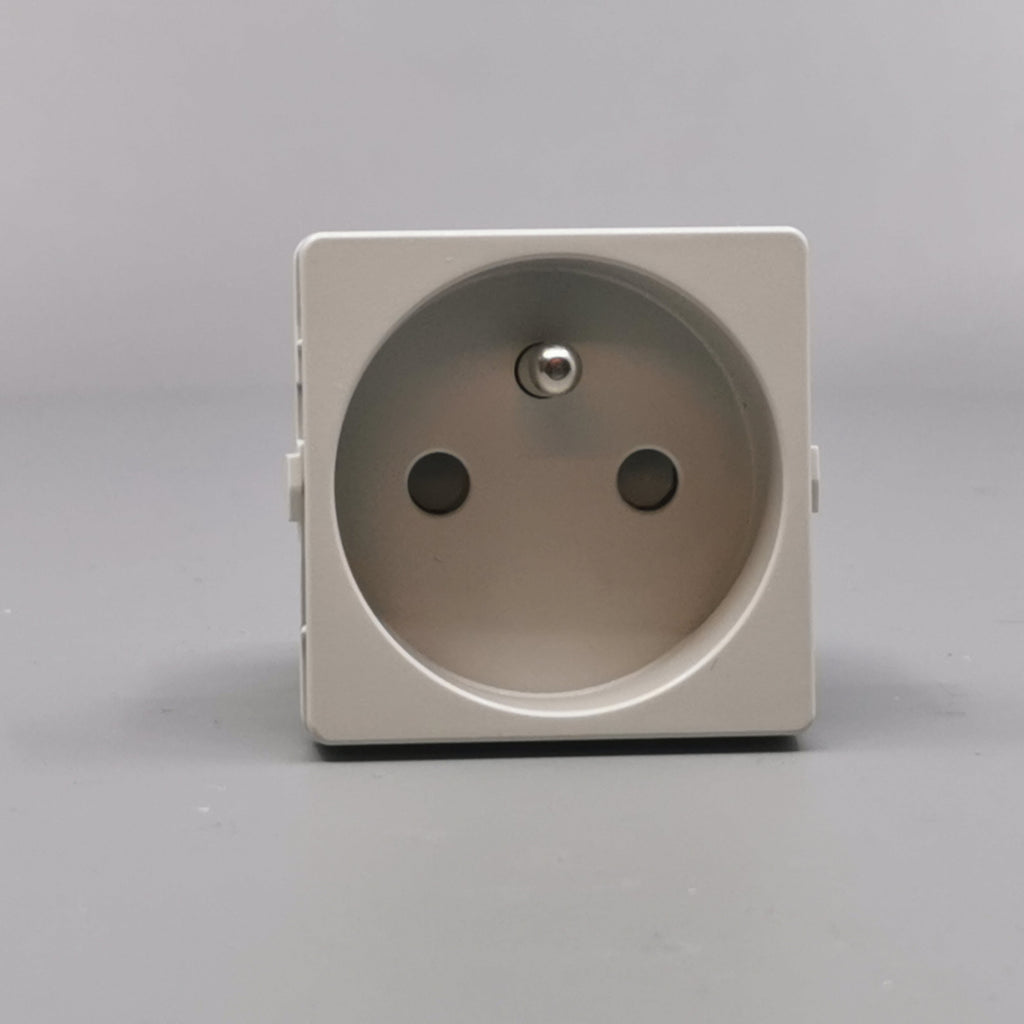 Fuga stikkontakt 2P m. pindjord 1m lysegrå