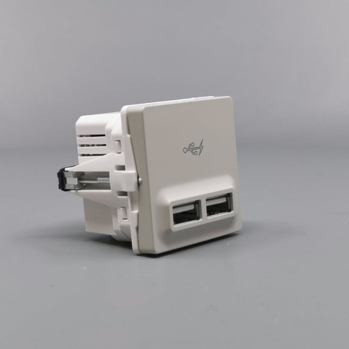 LK Fuga 2xUSB lader 2,1A 1 modul lysegrå (360° frame 22)