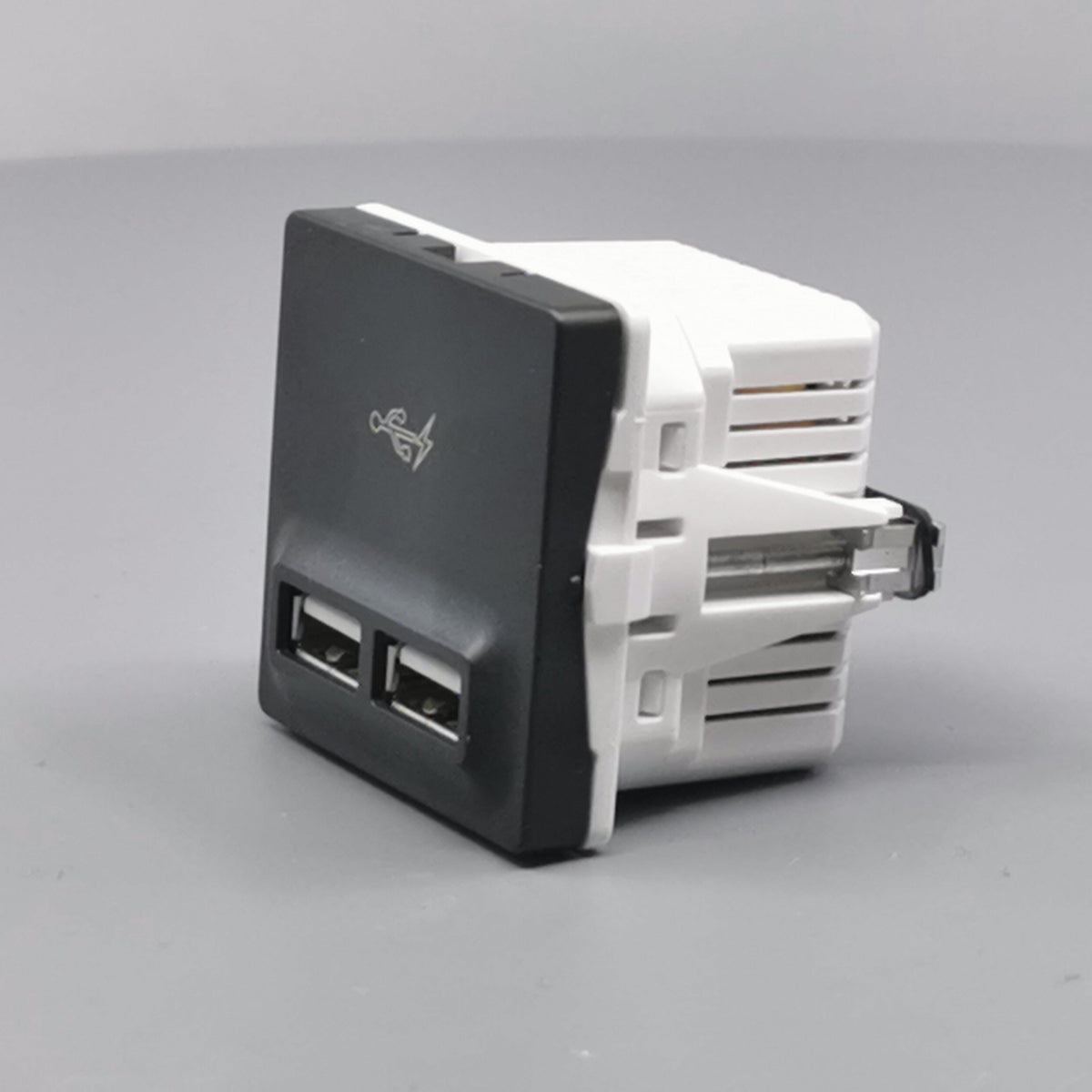 LK Fuga 2xUSB lader 2,1A 1 modul koksgrå (360° frame 5)