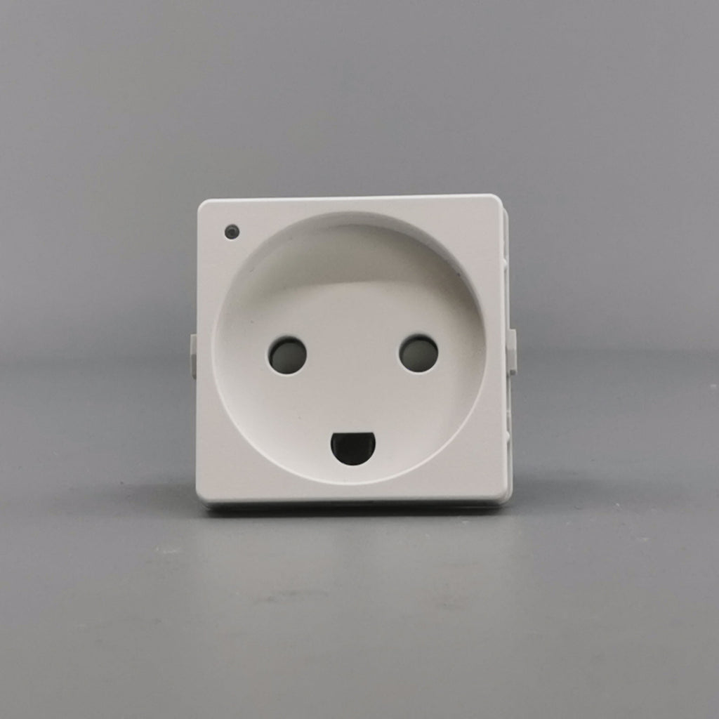 Fuga stikkontakt m. jord og LED lampe 1 modul - hvid