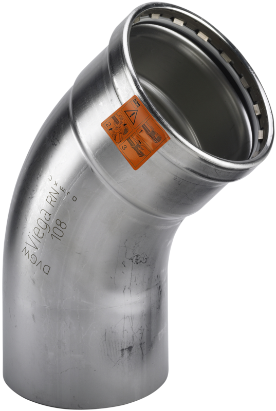 88,9 mm Sanpress Inox bøjning 45°