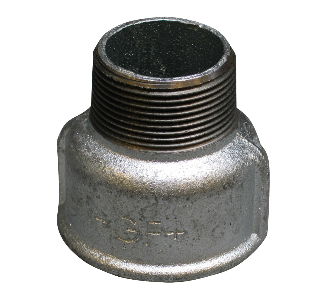 1/2" x 3/8" Galvaniseret spidsmuffe