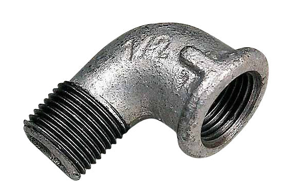 1/2" galvaniseret vinkel 90° muffe/nippel