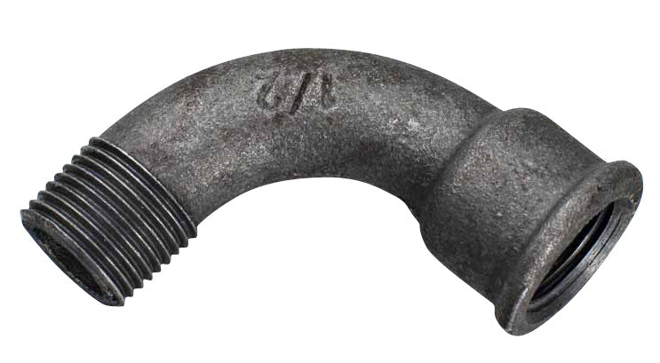 1/2" Sort bøjning 90° muffe/nippel