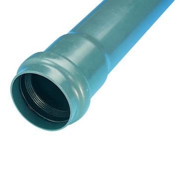 Wavin 75 mm PVC-trykrør med muffe, grå, PN10, 6 m