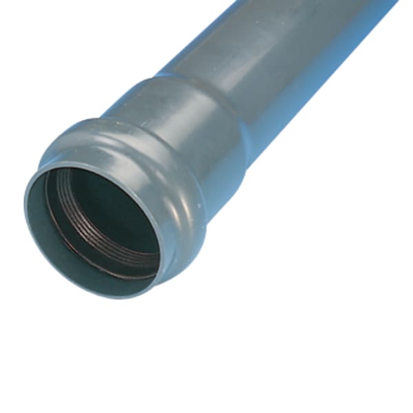 Wavin 160 mm PVC-trykrør med muffe, grå, PN10, 6 m
