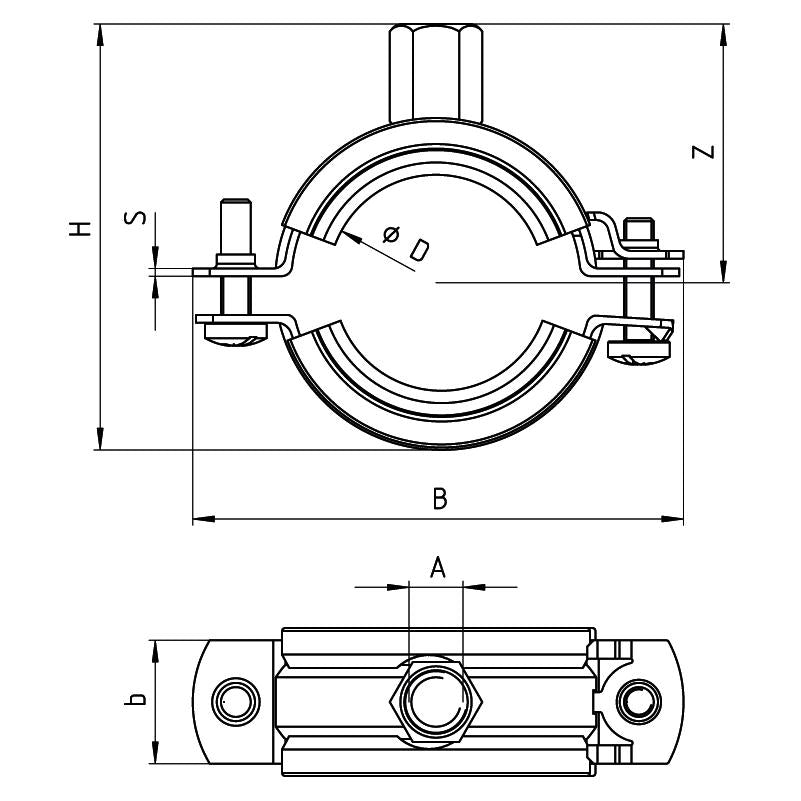 Samontec FRS 133-141 mm M8/M10 rørbøjle