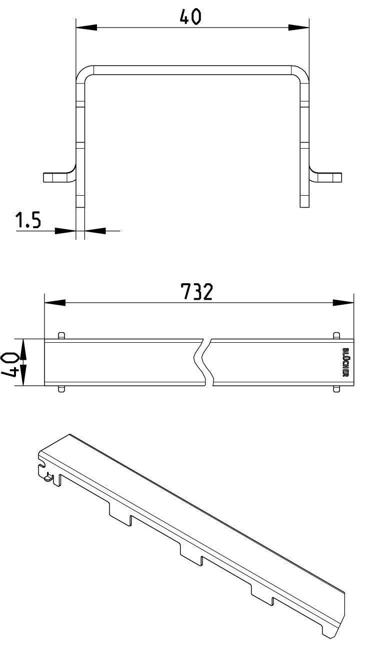 BLÜCHER 800 mm Copenhagen rist til BLÜCHER rendeafløbsarmatur