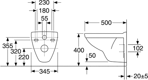 GB 5530 Nautic vægskål uden sæde