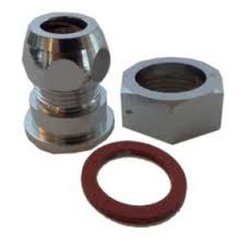 Forkromet forskruning til CU-rør i størrelse 3/4" x 10 mm.