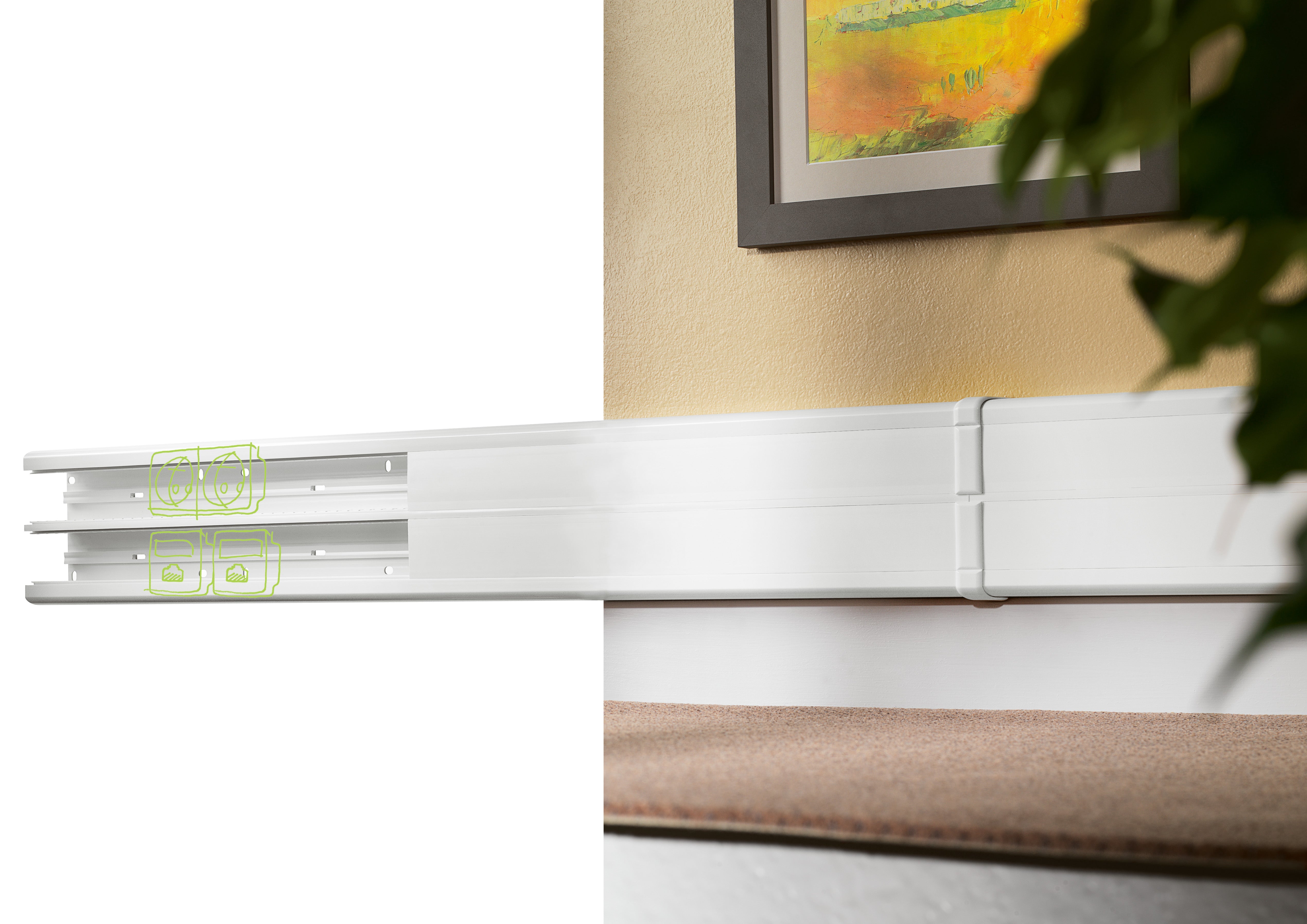 Kanal Kliksystem 50 x 130 mm med låg, hvid