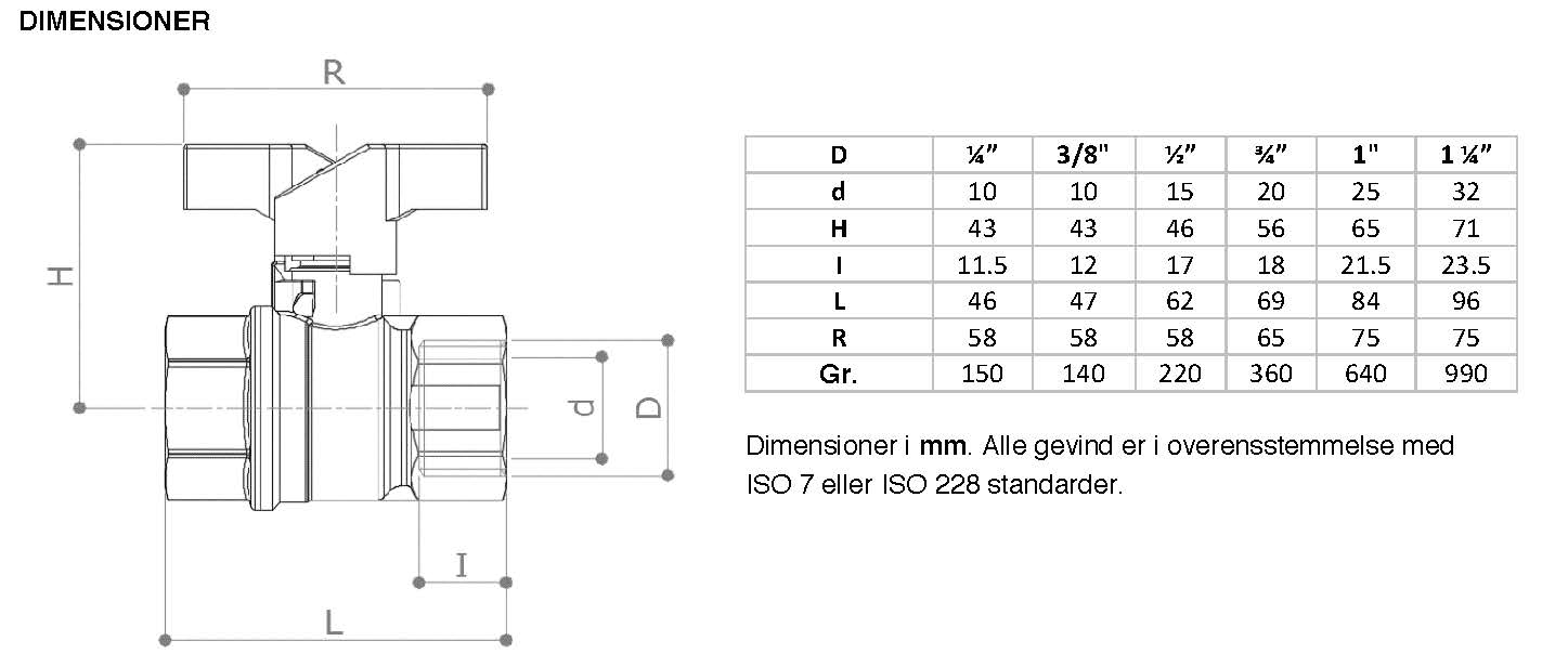 Pettinaroli 3/8" TEA kuglehane med T-greb, muffe/muffe