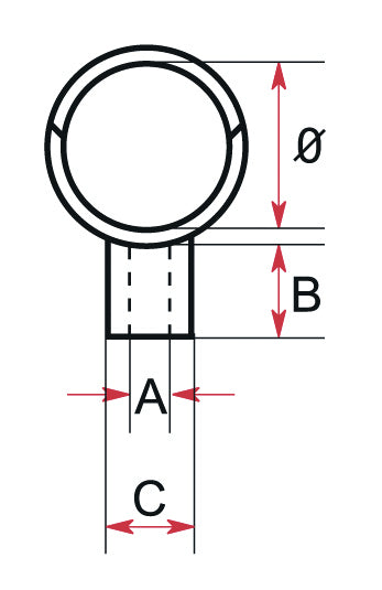 15 mm Inox rørbærerhoved - kort