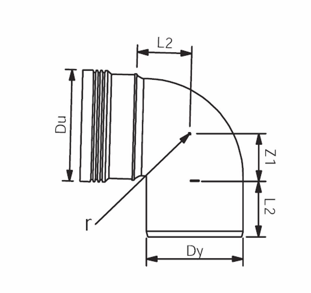 Wavin Ø50mm x 87,5° Bøjning, PP hvid
