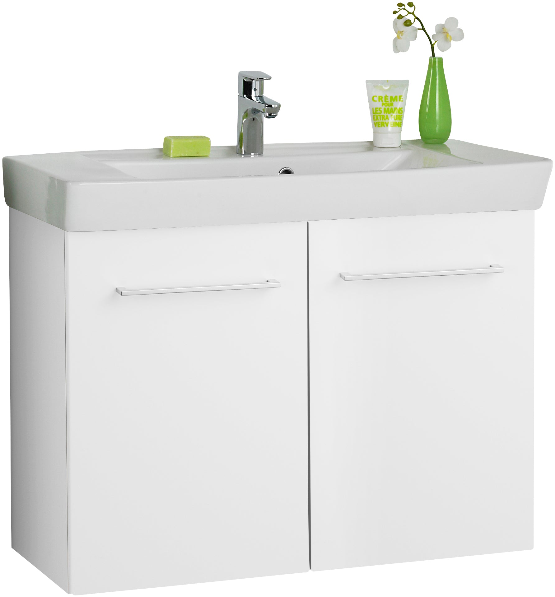 Dansani møbel 80x57,6x35 cm m/låger i hvid højglans - uden vask