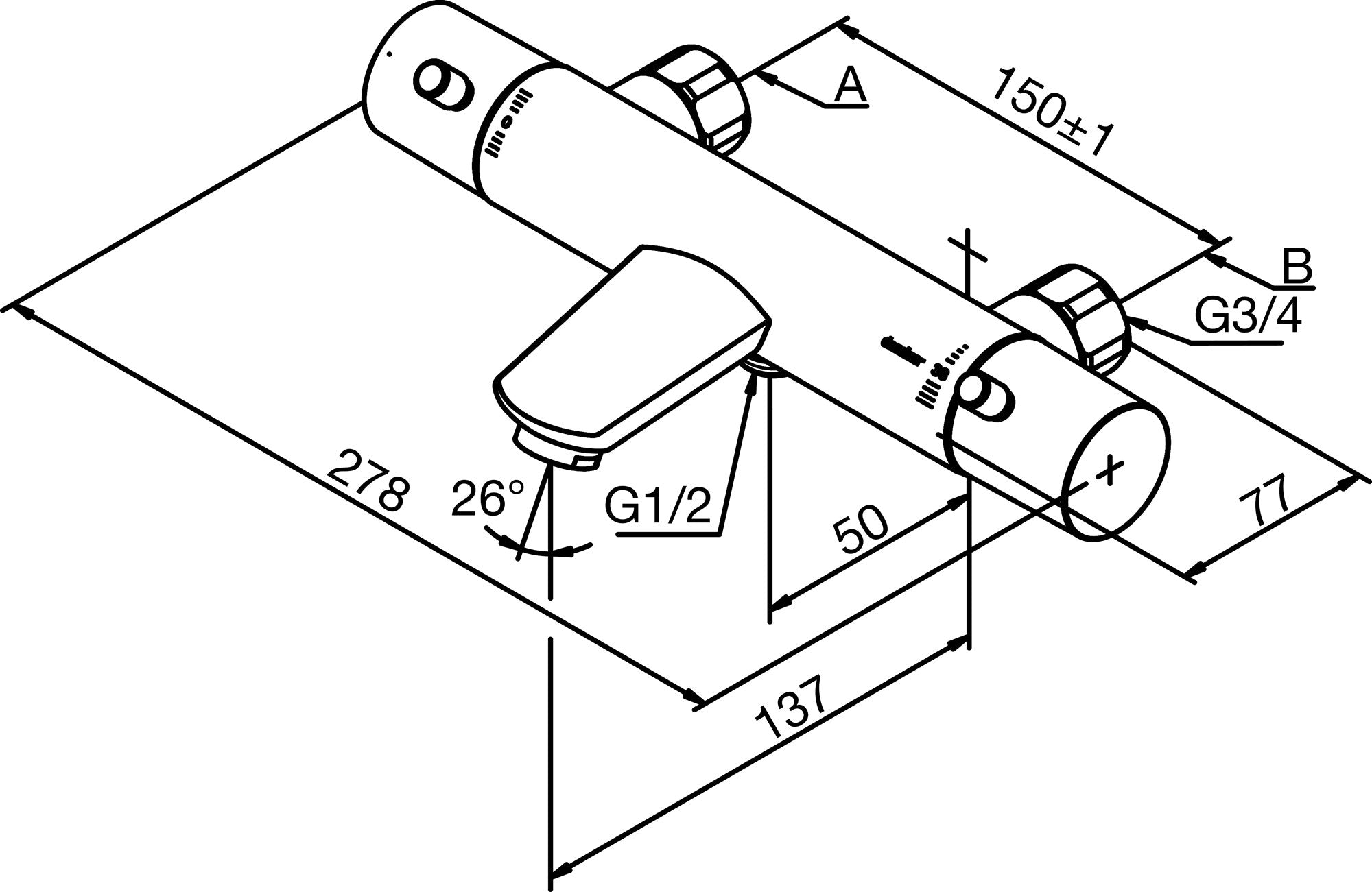 Damixa Thermixa 100 termo kar/brus uden rosetter & forskruninger